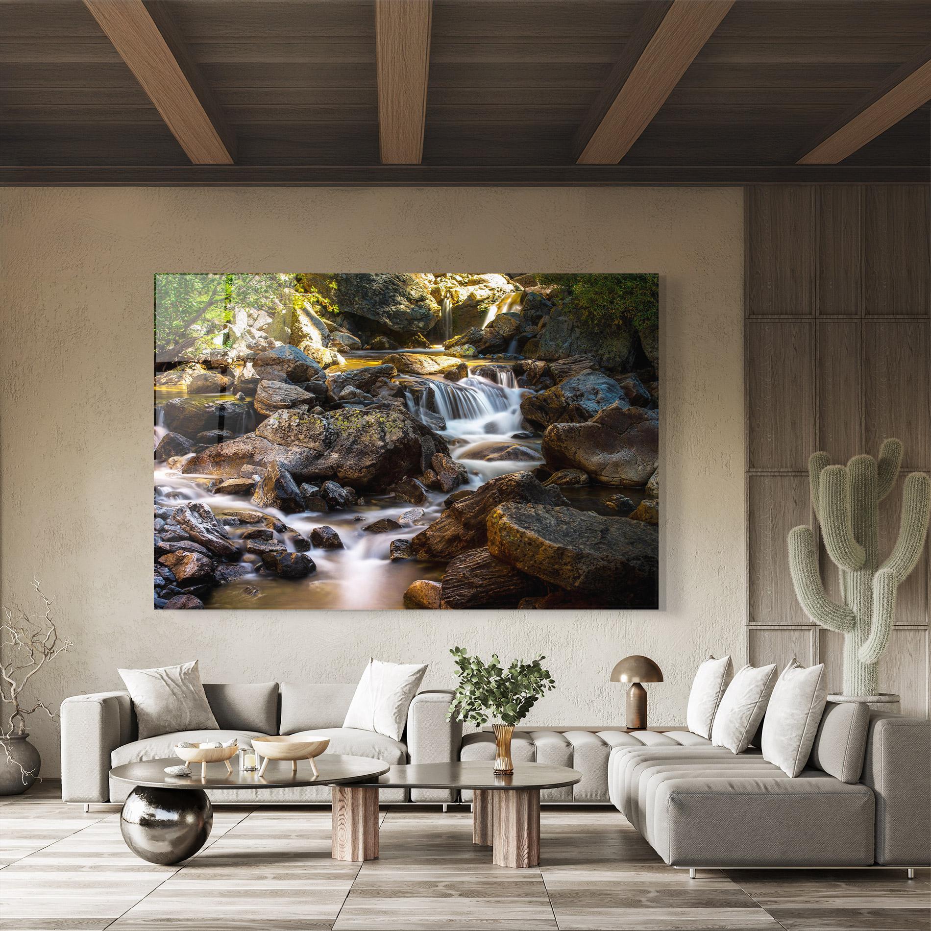 Tablou Sticla Nature Rocks Waterfall mockup 8