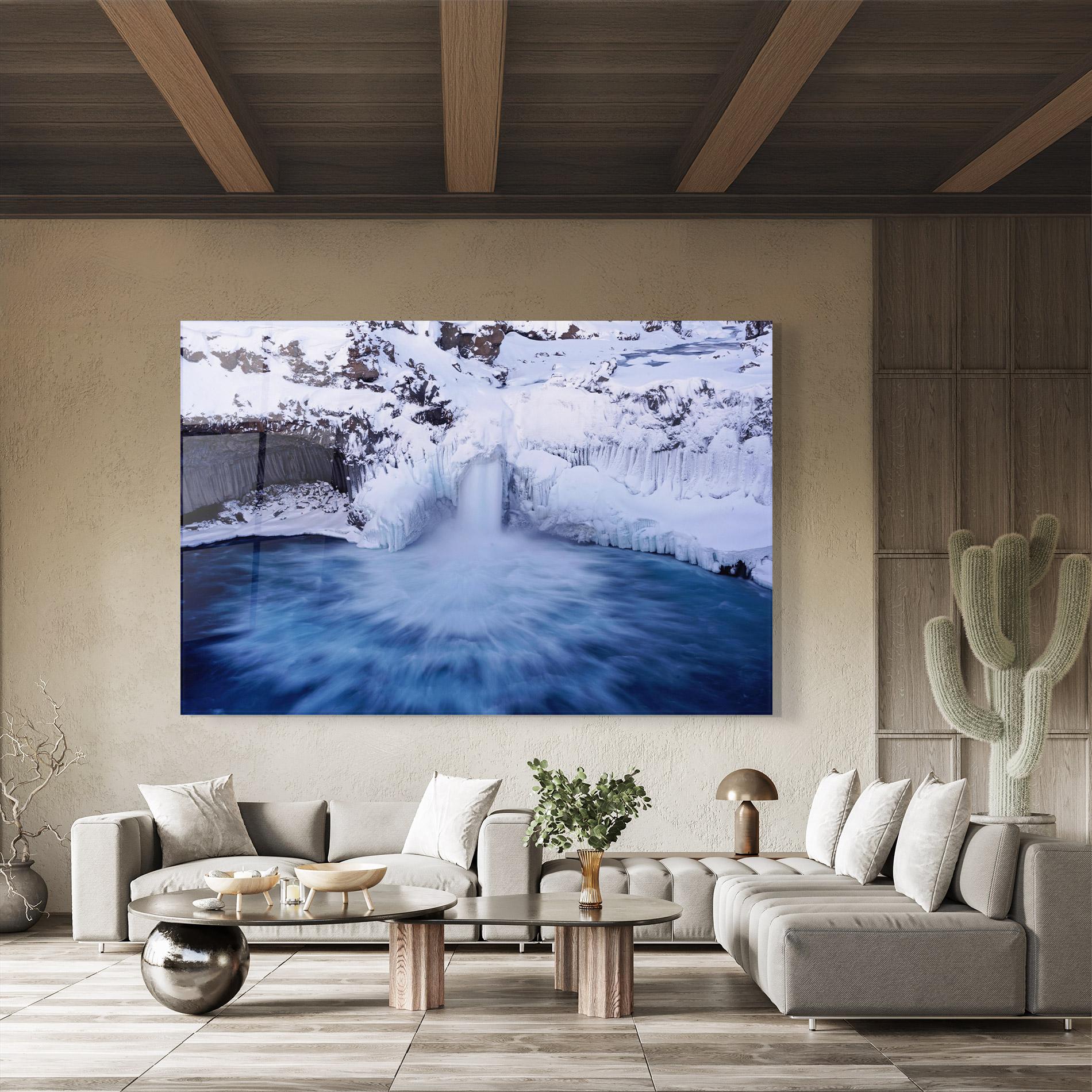 Tablou Sticla Snow Waterfall mockup 8