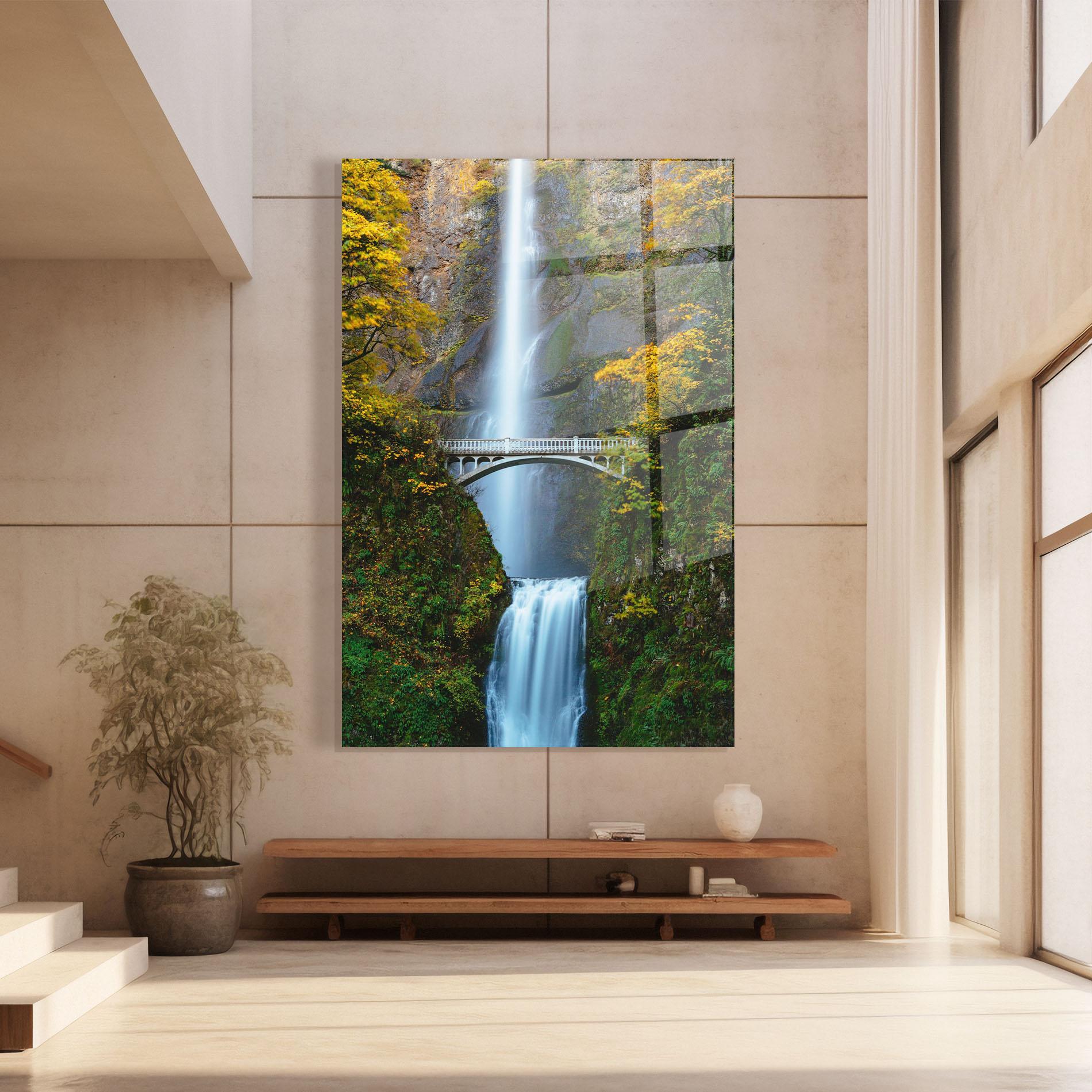 Tablou Sticla Yellow Leaves Bridge mockup 8