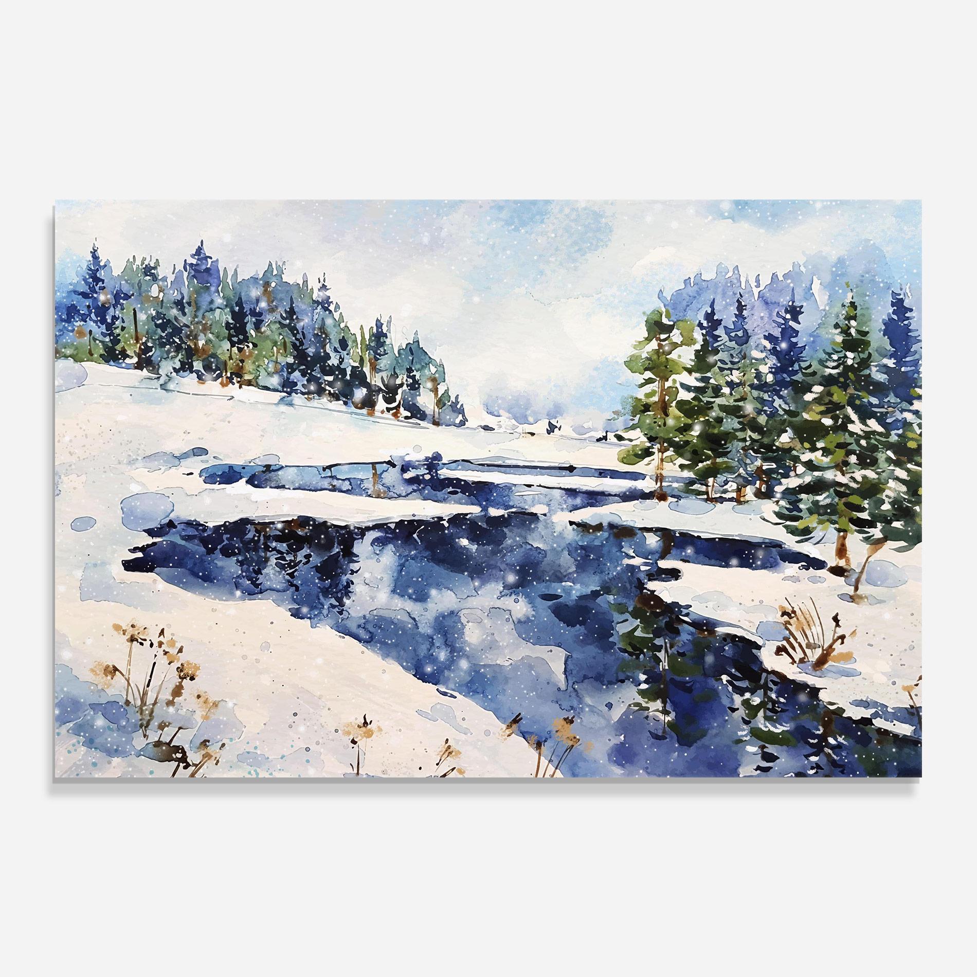 Tablou Sticla Winter Painting mockup 0