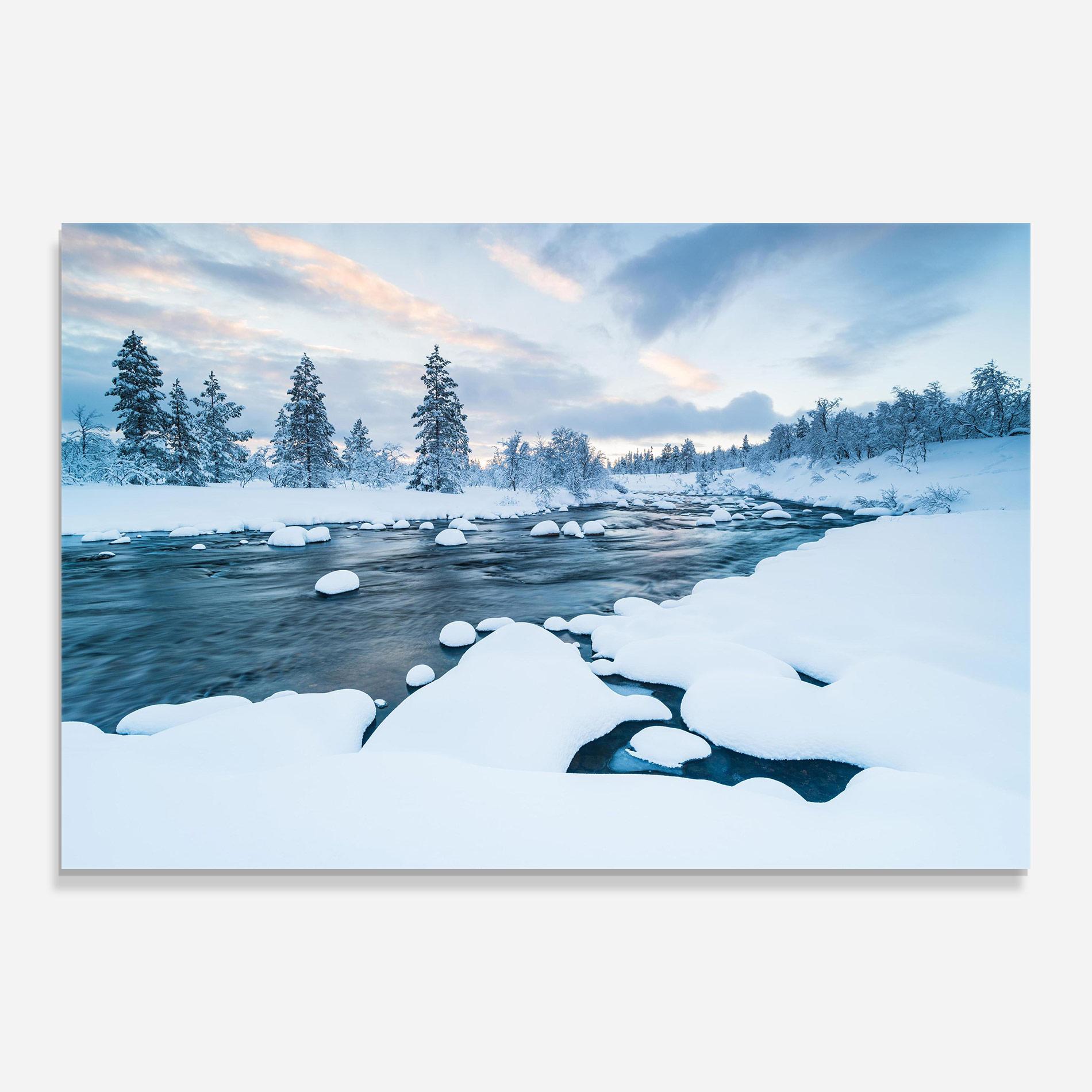 Tablou Sticla Winter River mockup 0