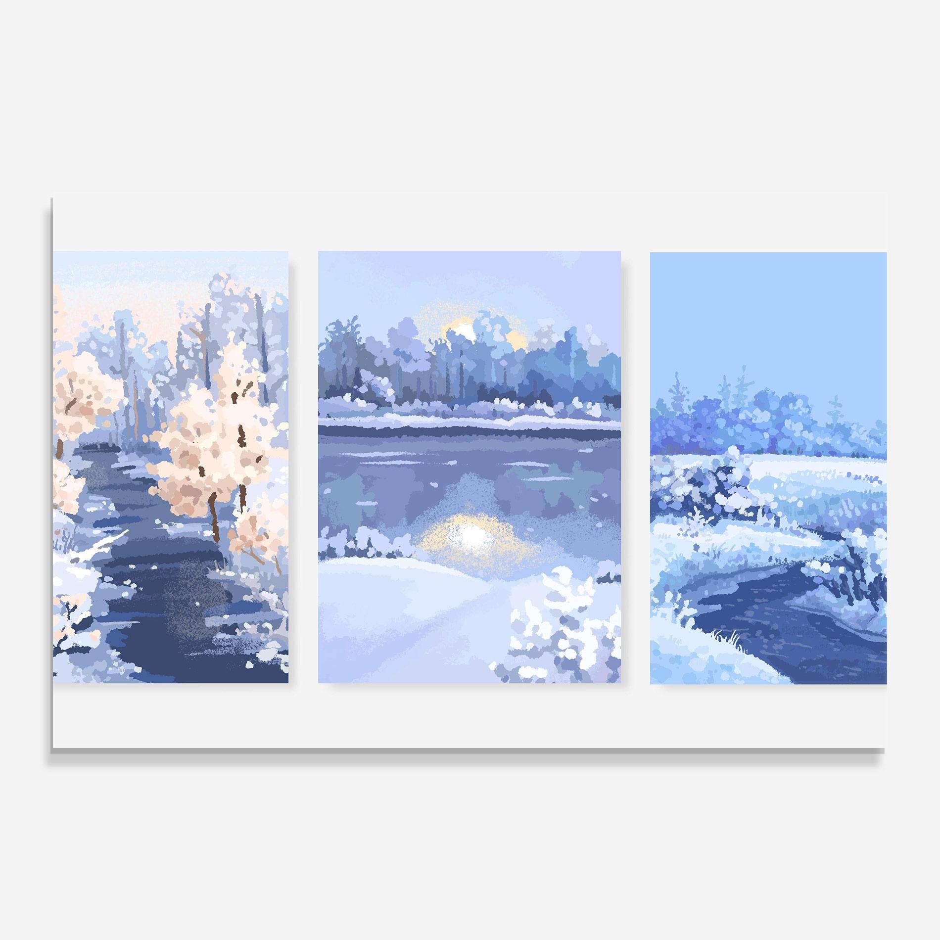 Tablou Sticla Winter_landscape_with_forest_and_field_vector_illustration14 mockup 0