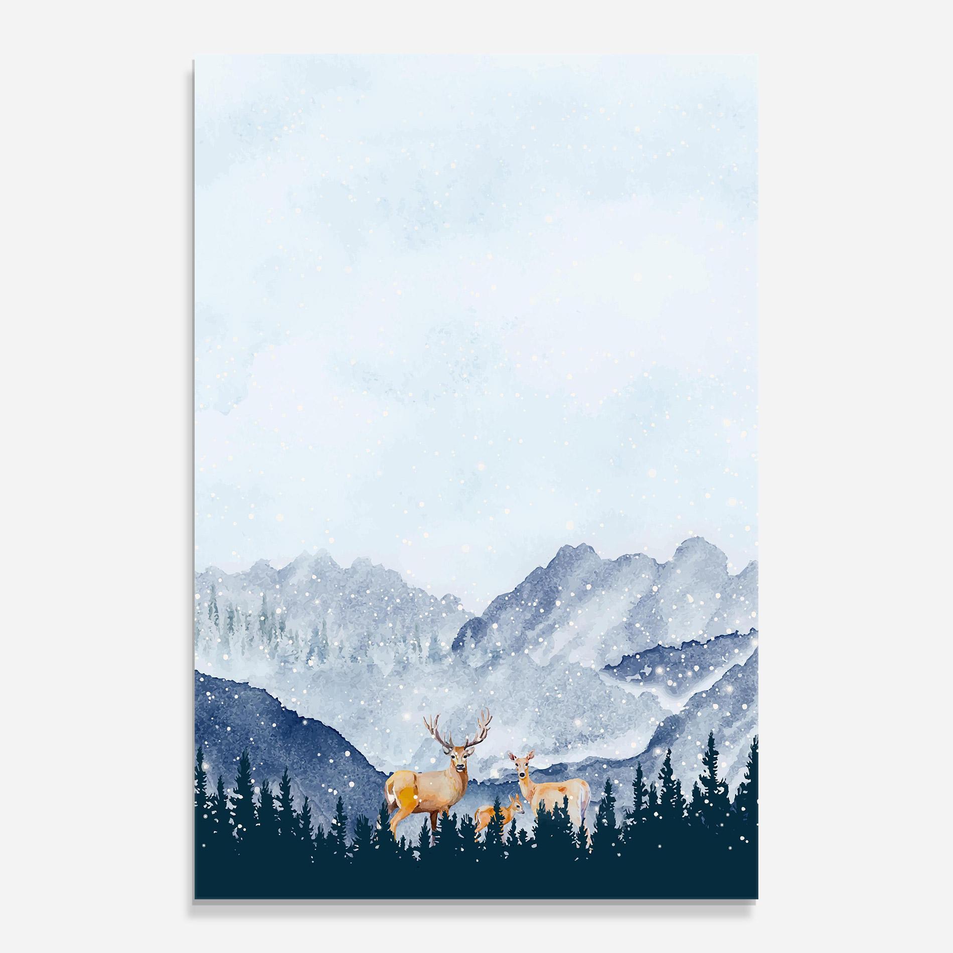 Tablou Sticla Winter Deers mockup 0