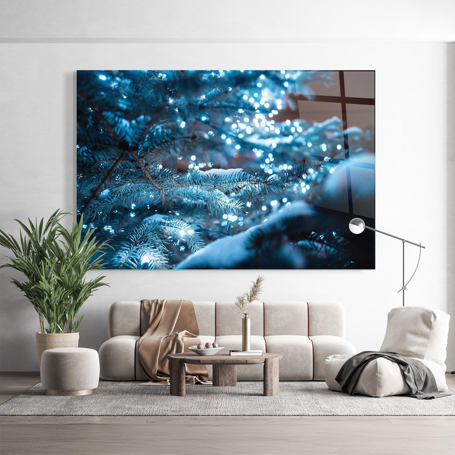 Tablou Sticla Blue Christmas Tree mockup 9