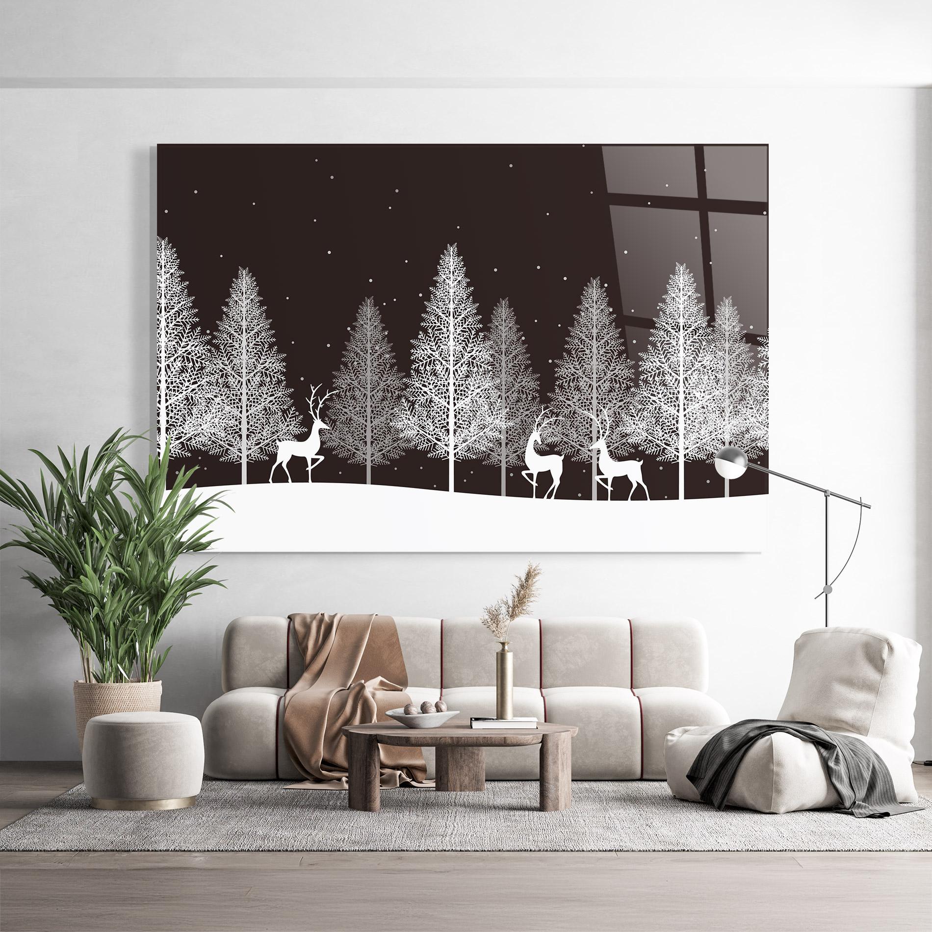 Tablou Sticla Brown Sky Winter mockup 9