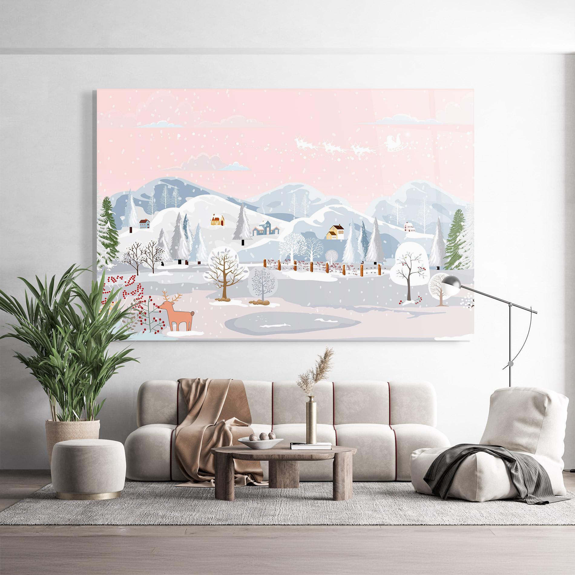 Tablou Sticla Pink Sky Winter mockup 9