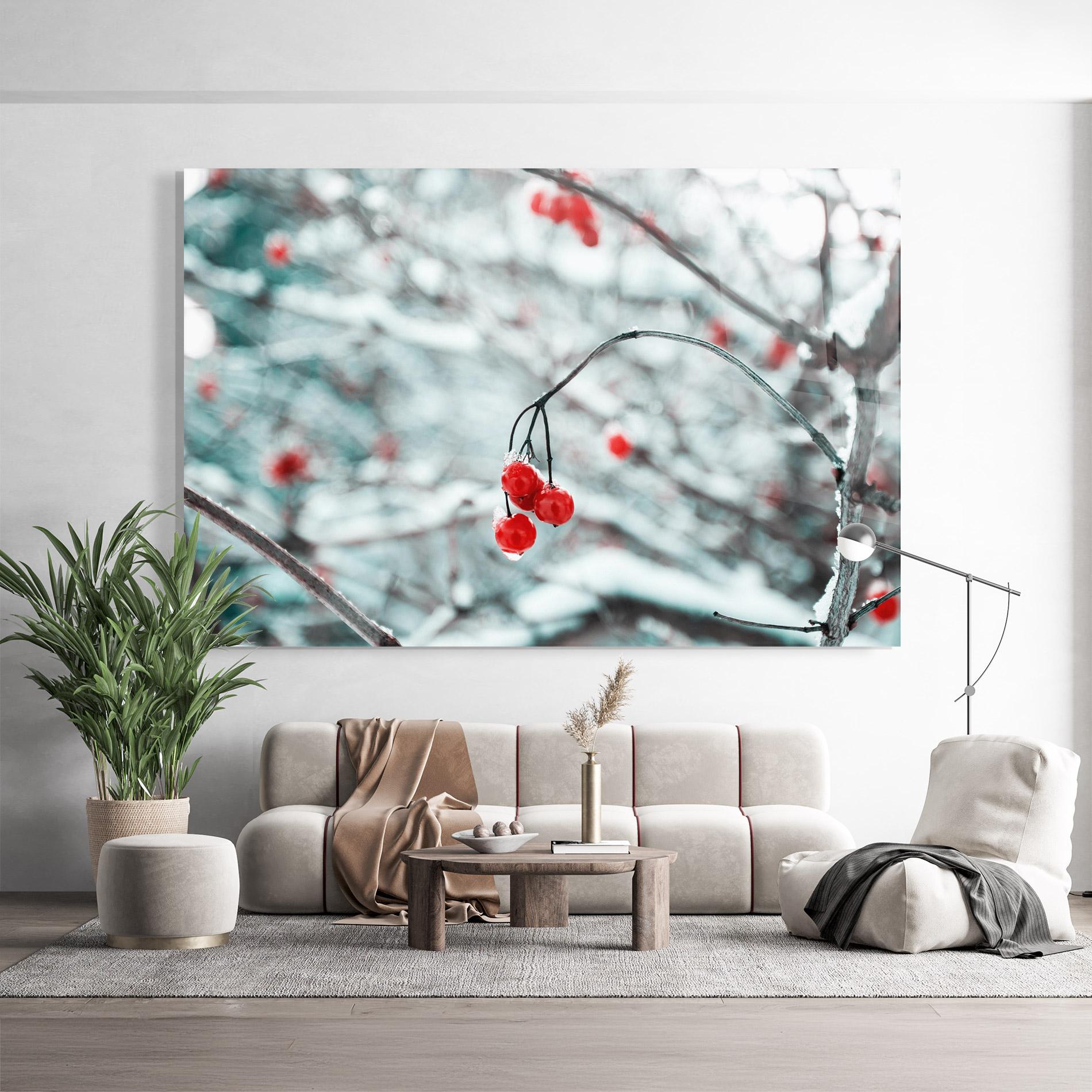 Tablou Sticla Snow Red Fruits mockup 9