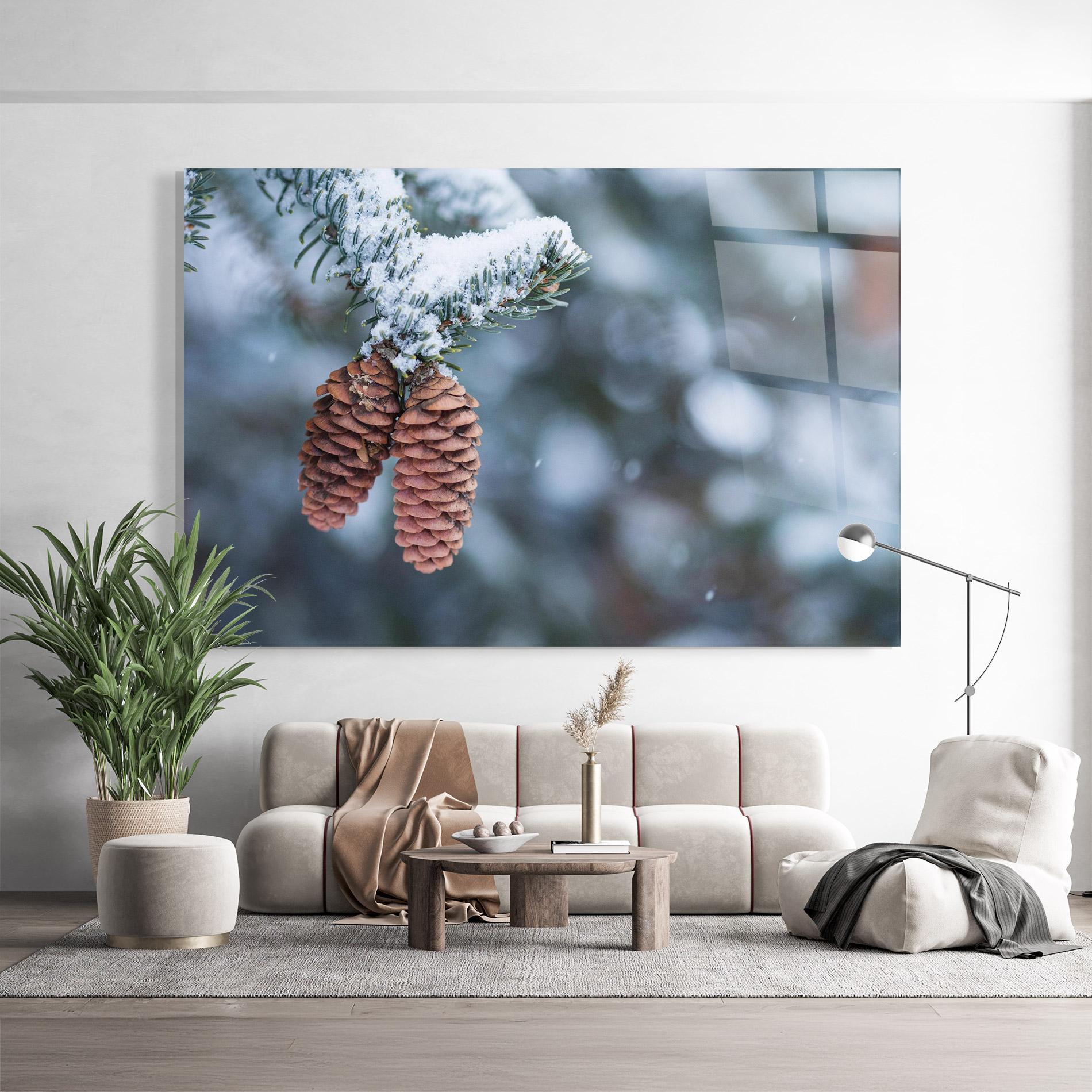 Tablou Sticla Winter Cones mockup 9