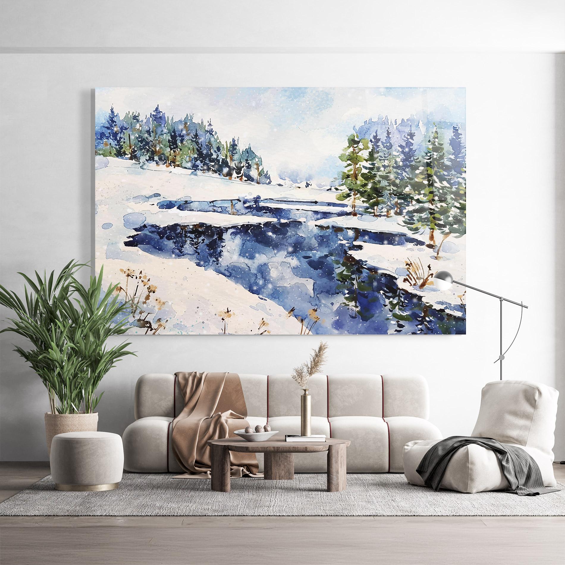 Tablou Sticla Winter Painting mockup 9