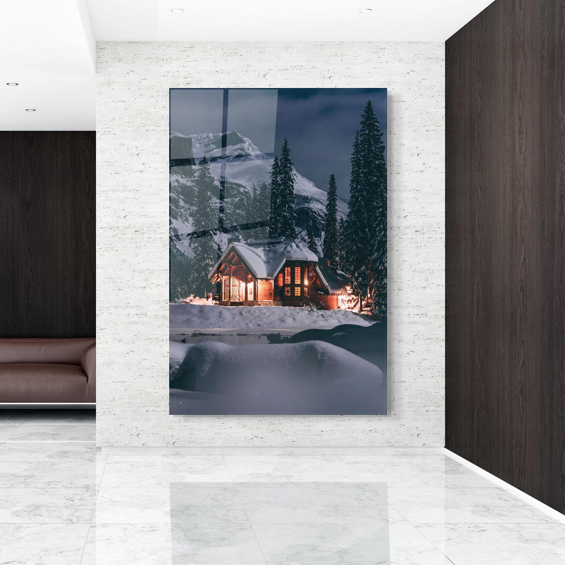Tablou Sticla Winter House mockup 9
