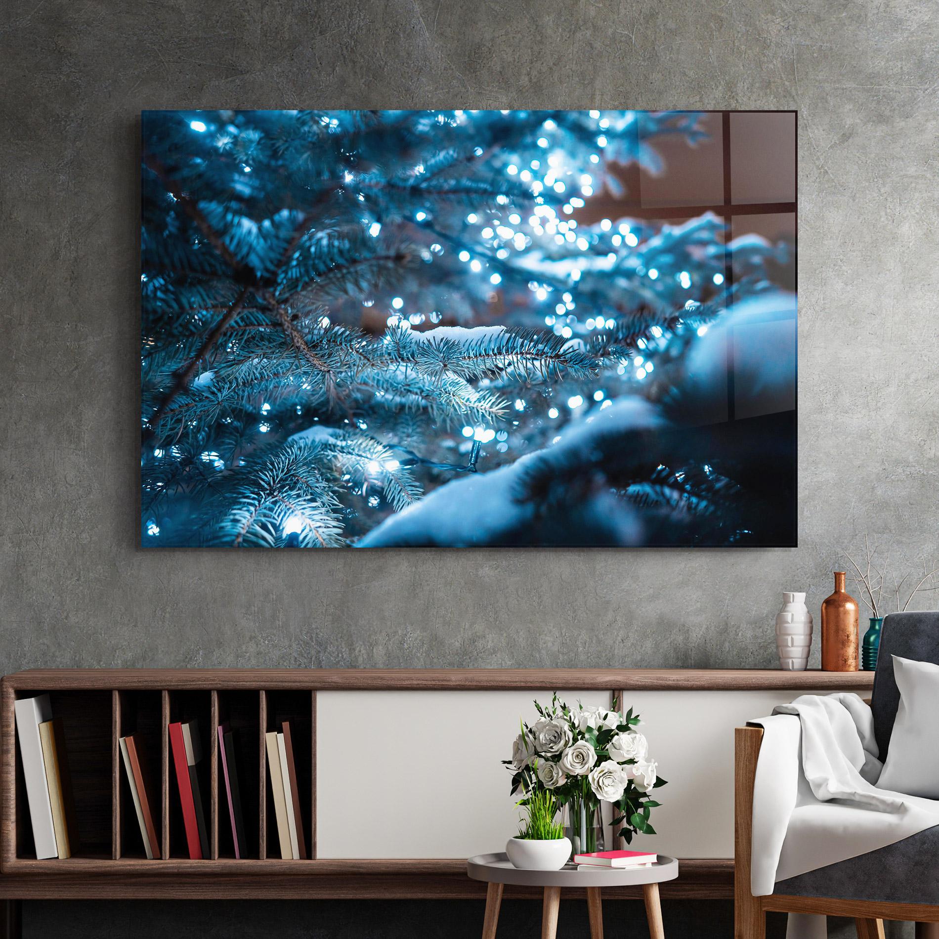 Tablou Sticla Blue Christmas Tree mockup 2