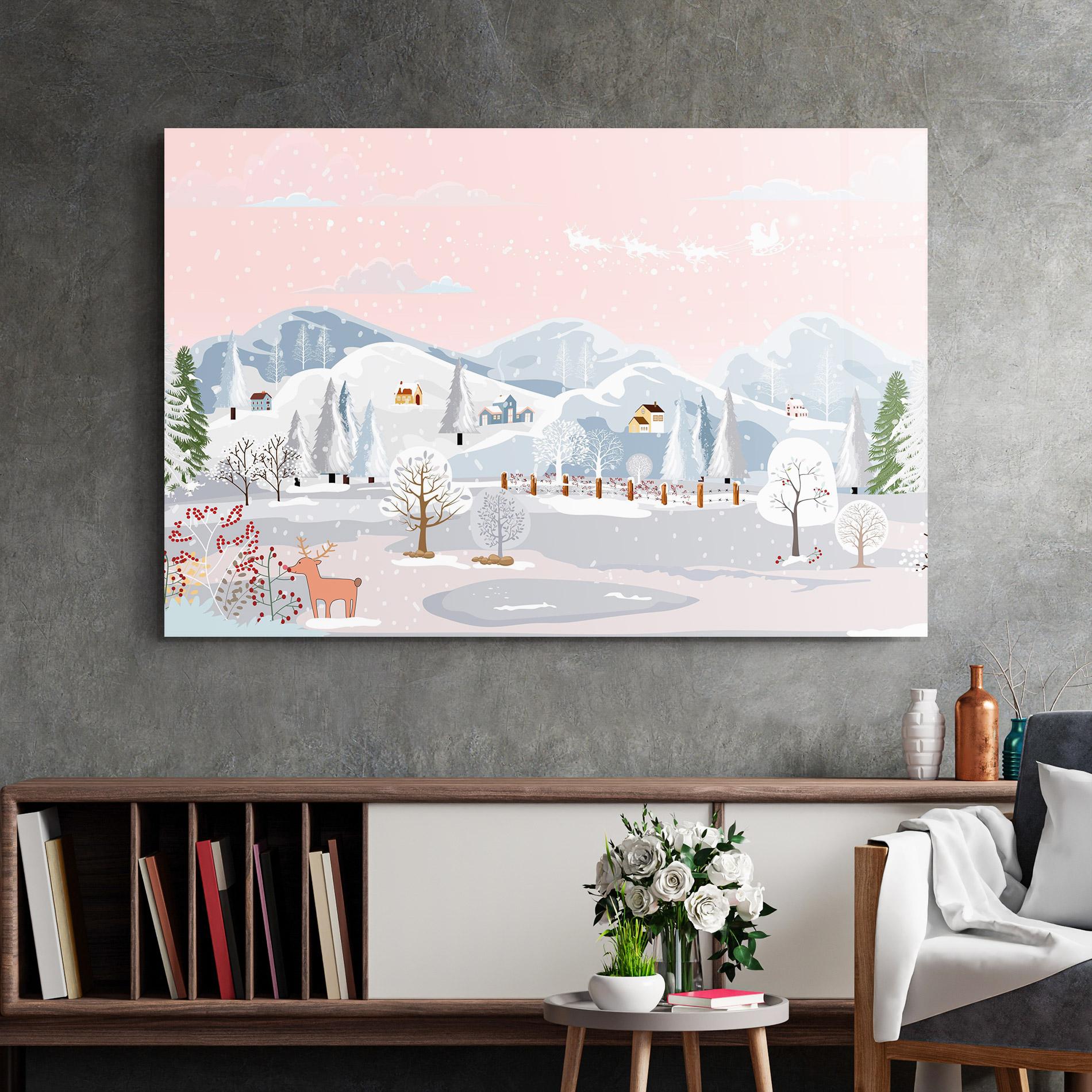Tablou Sticla Pink Sky Winter mockup 2