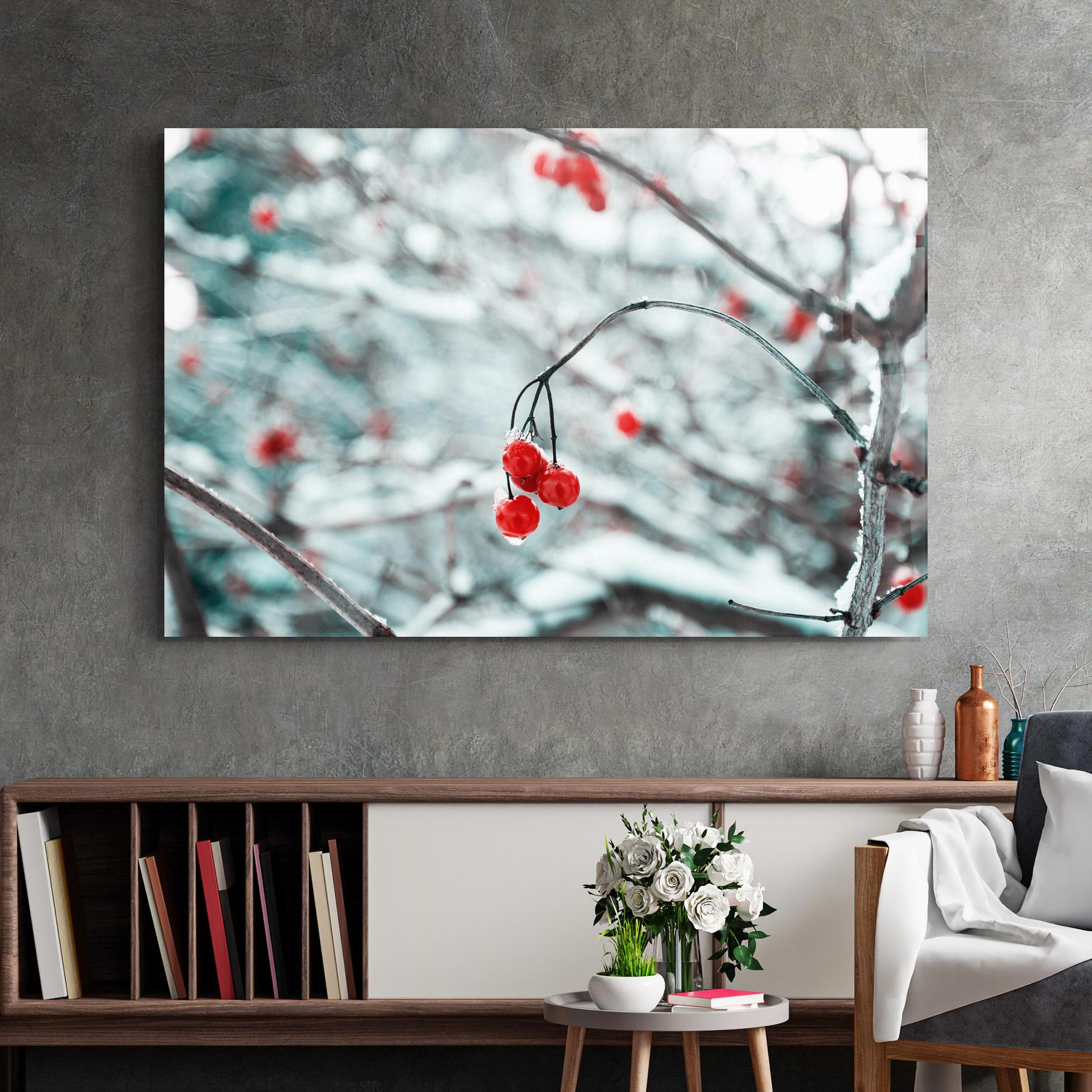 Tablou Sticla Snow Red Fruits mockup 2