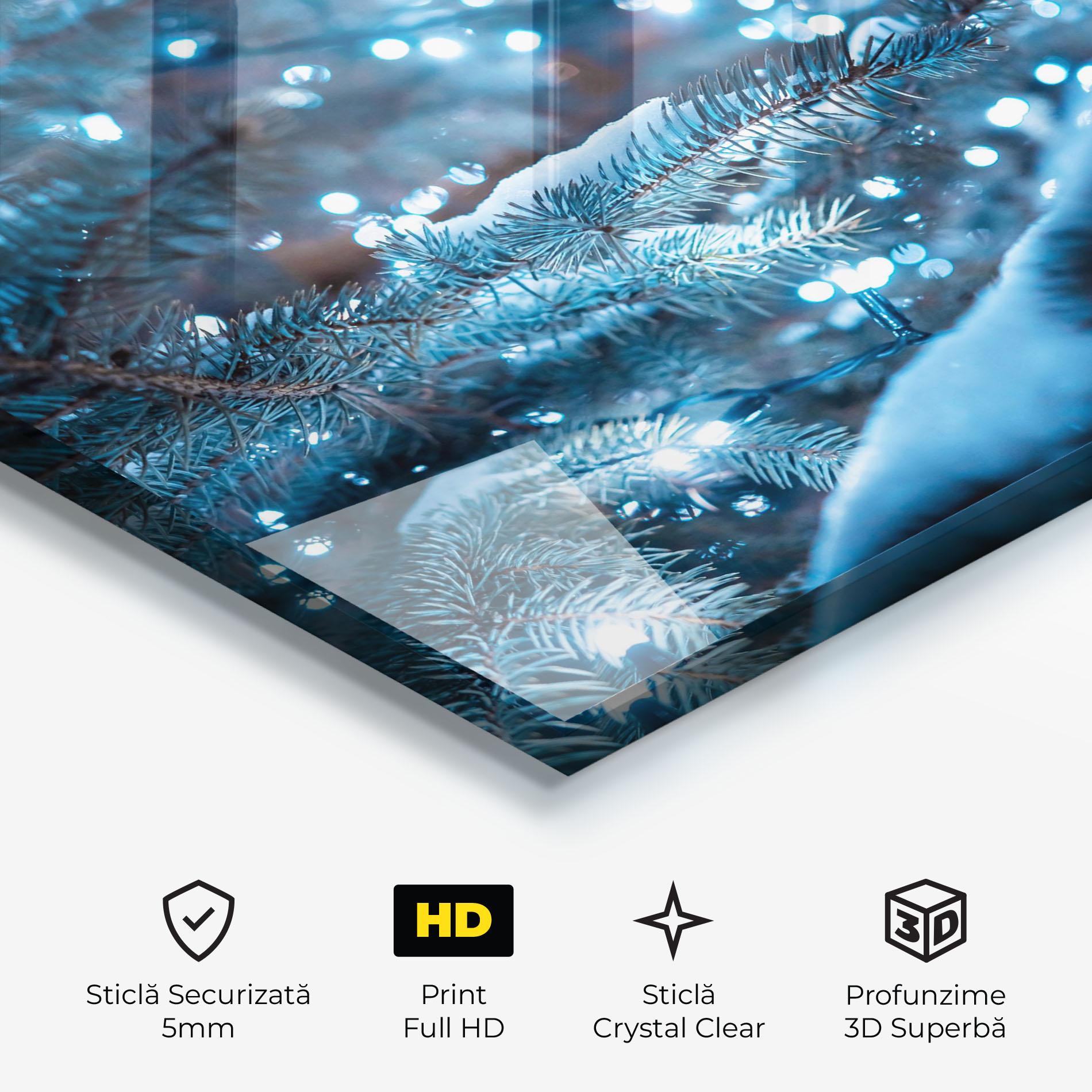 Tablou Sticla Blue Christmas Tree mockup 3