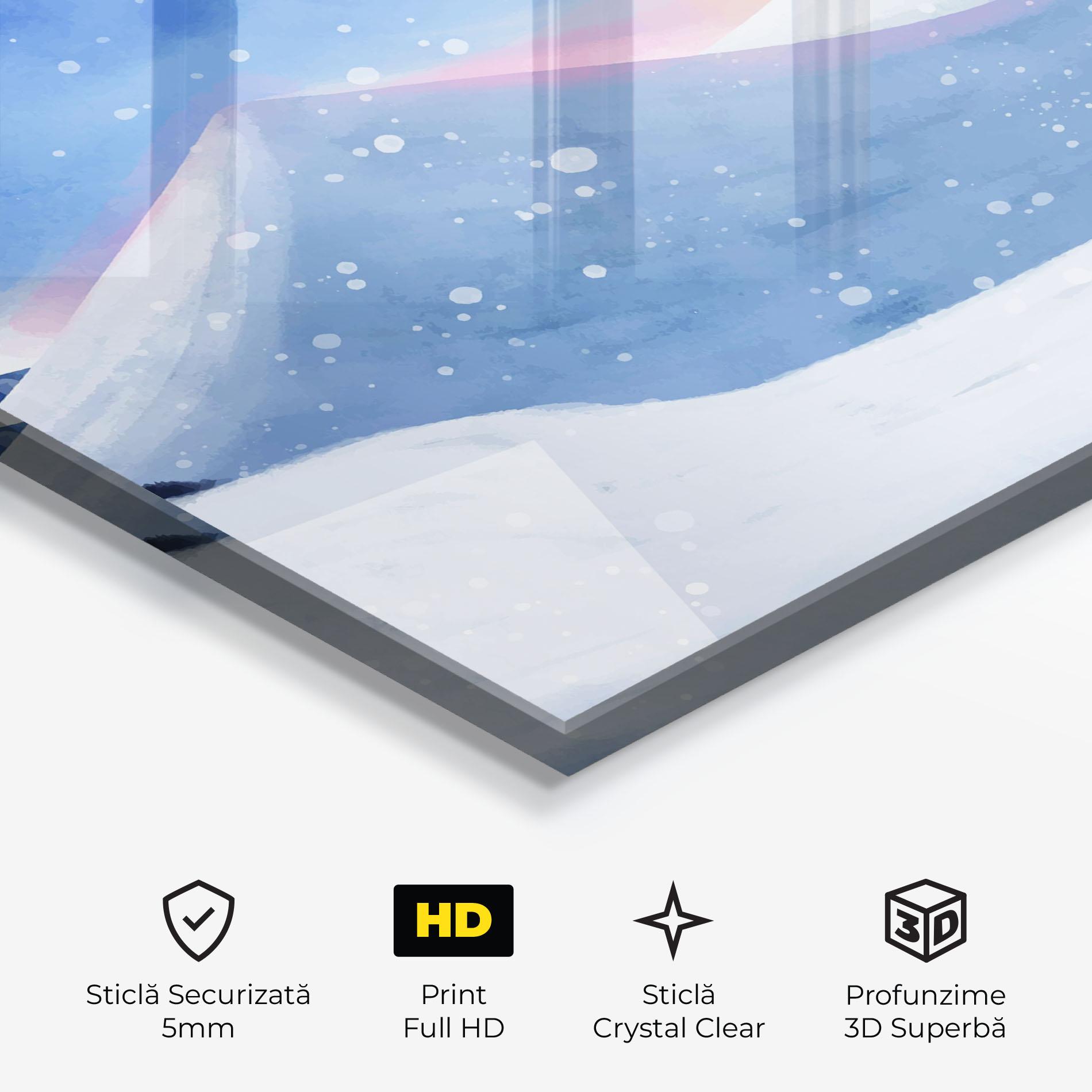 Tablou Sticla Mountain Snow Art mockup 3