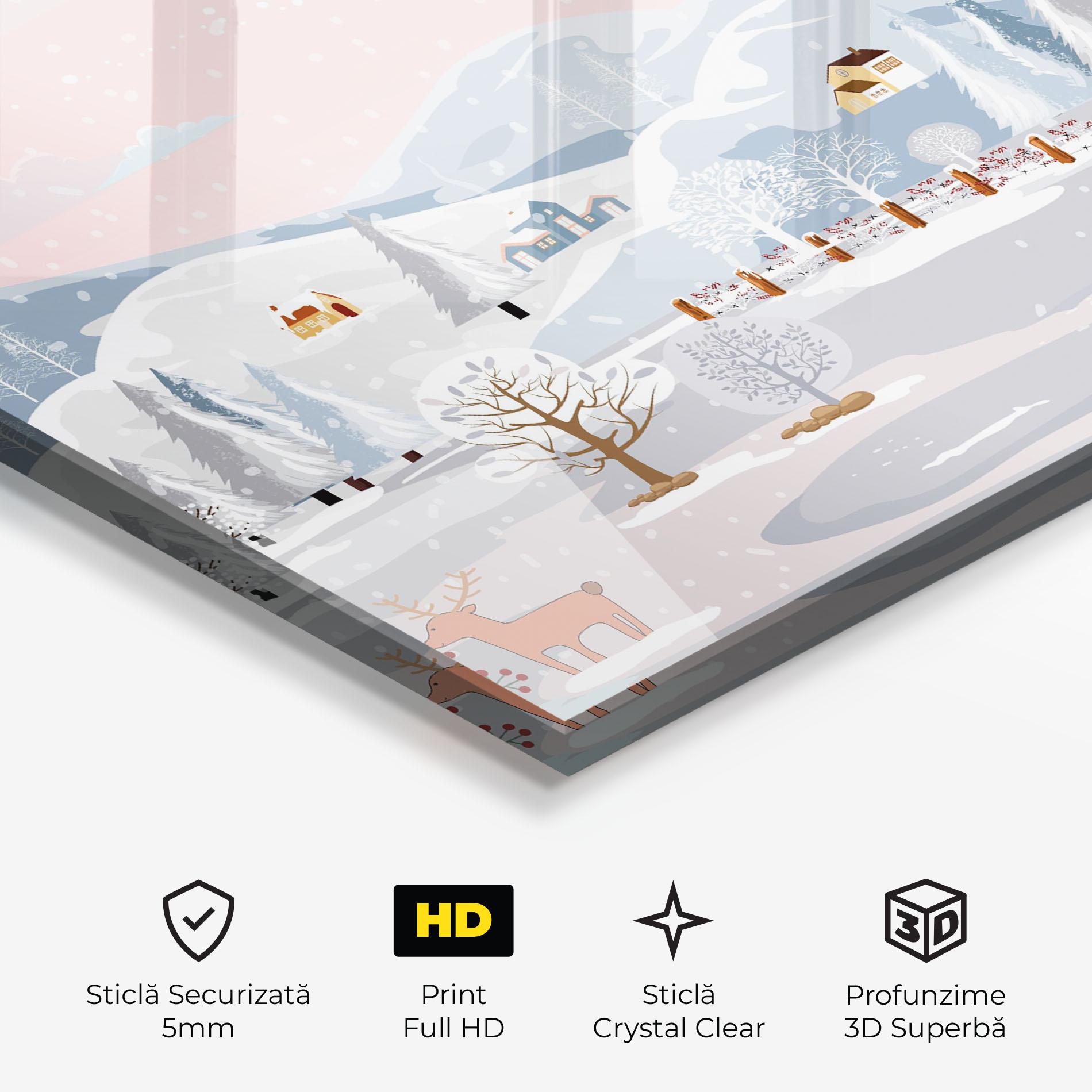 Tablou Sticla Pink Sky Winter mockup 3