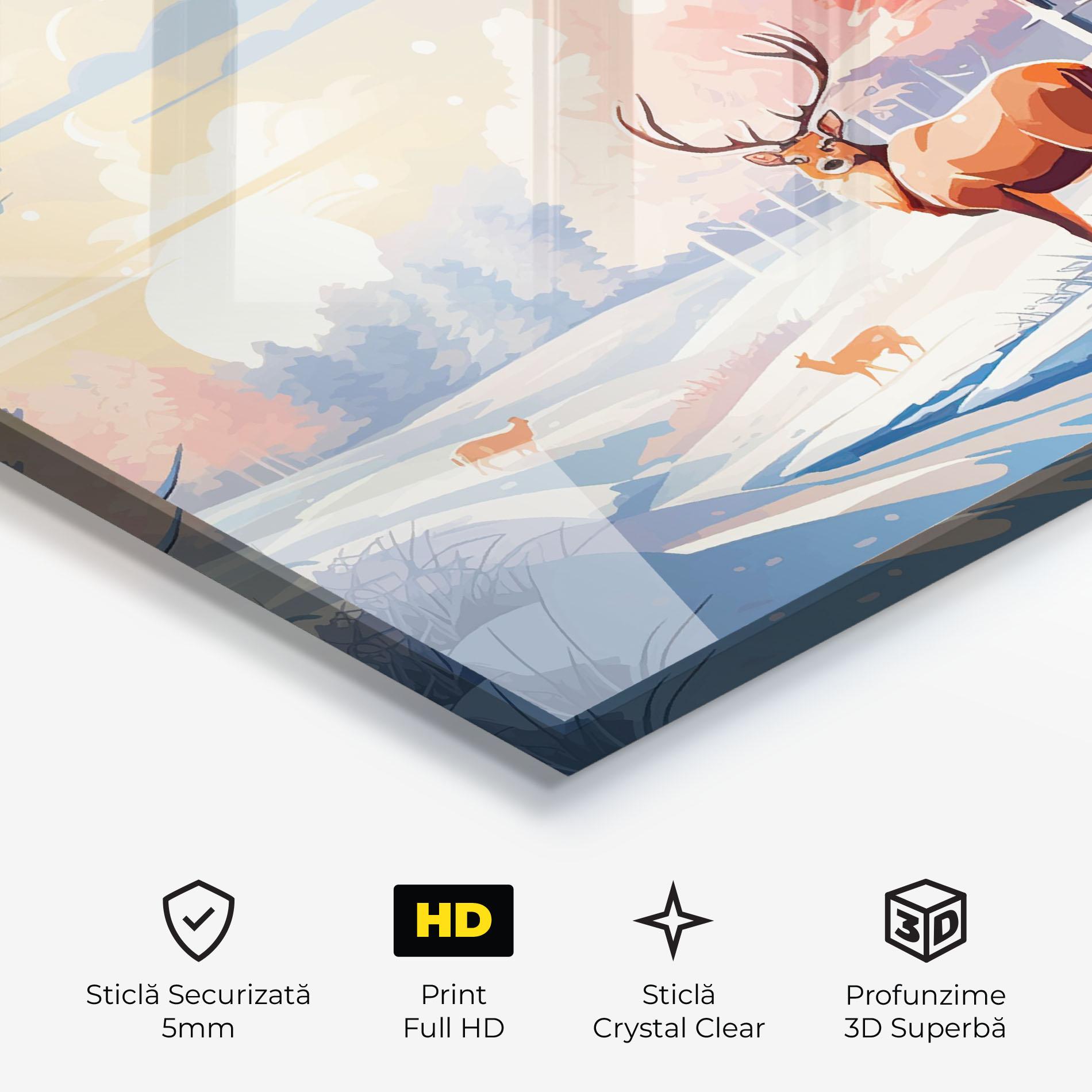Tablou Sticla Winter Deer Art mockup 3