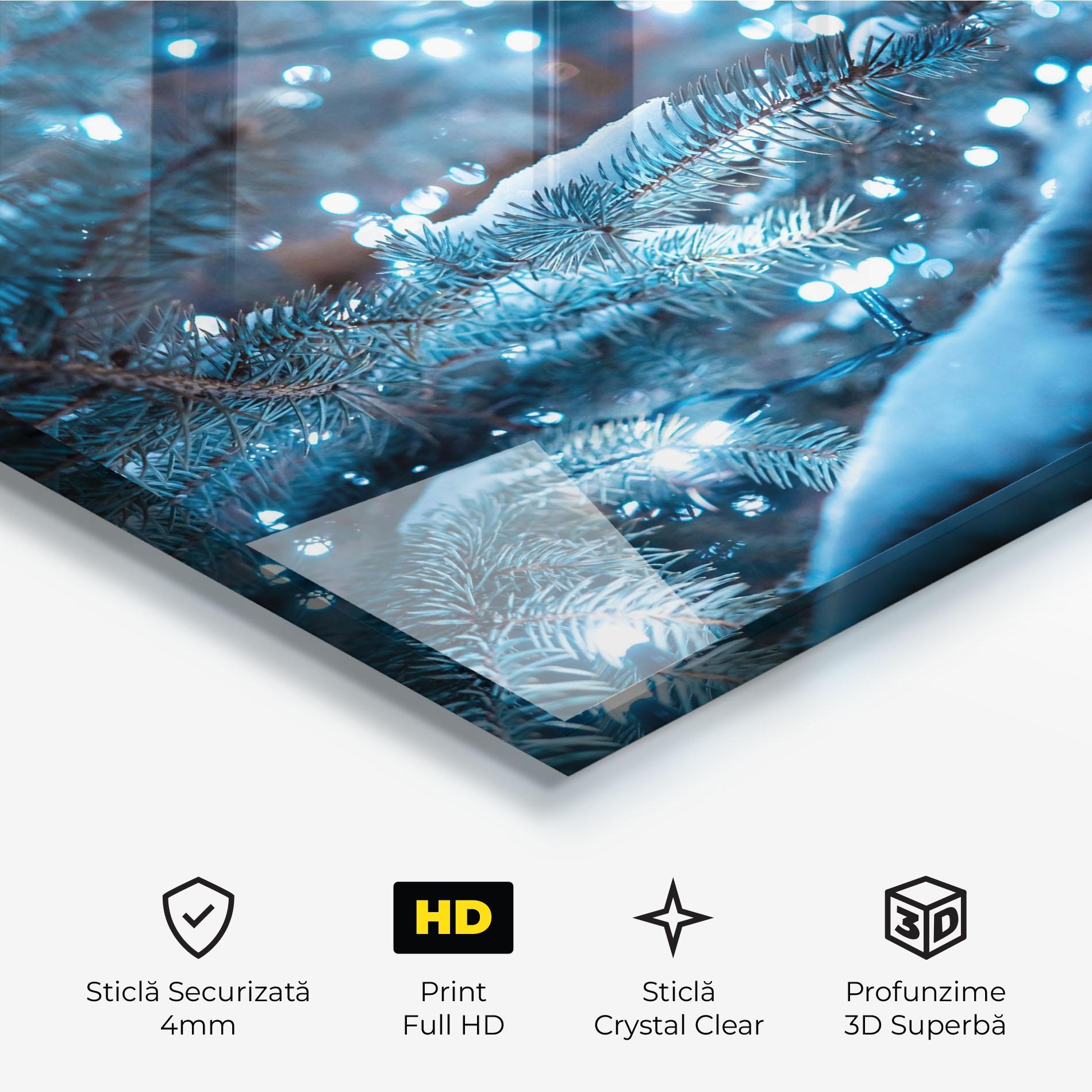 Tablou Sticla Blue Christmas Tree mockup 3