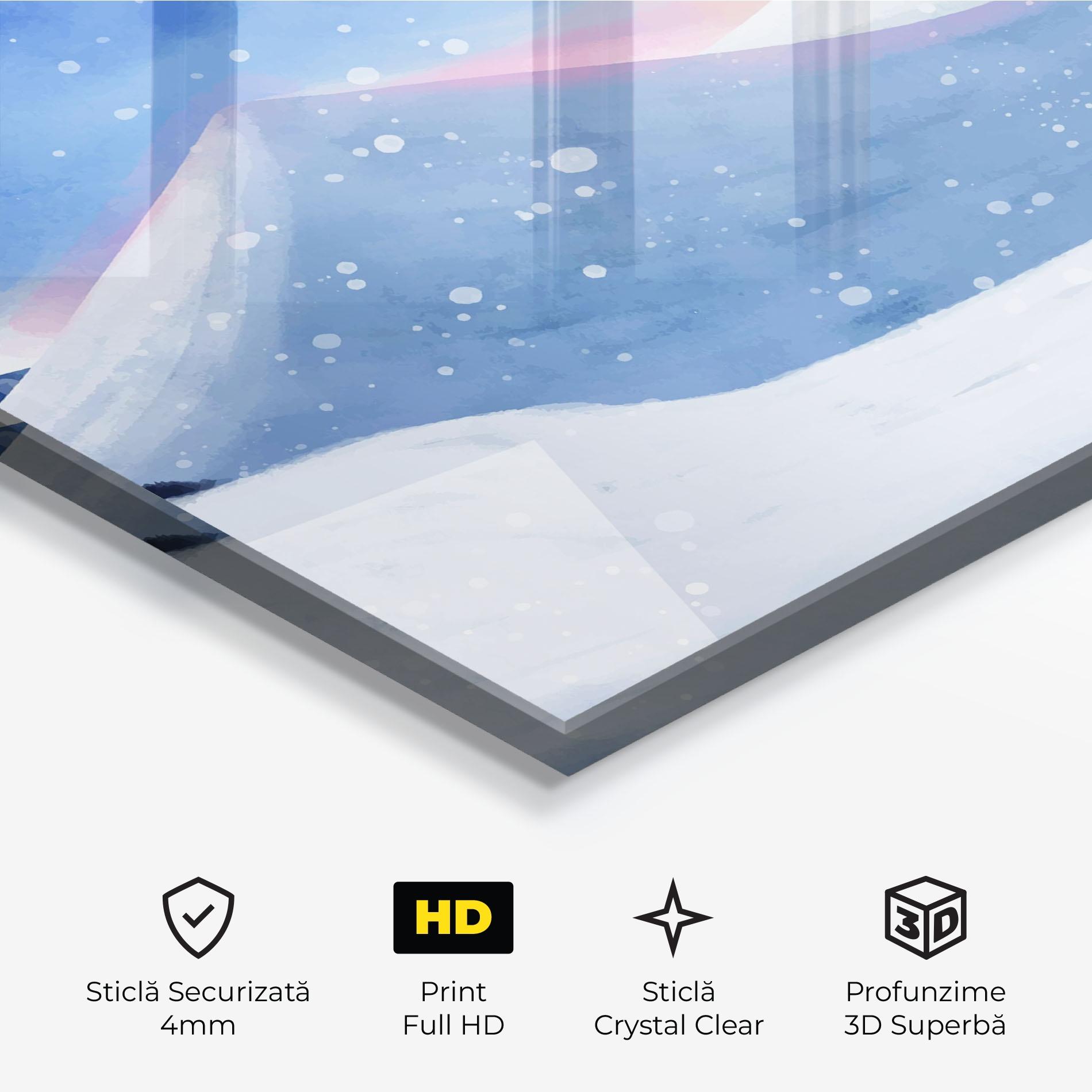 Tablou Sticla Mountain Snow Art mockup 3
