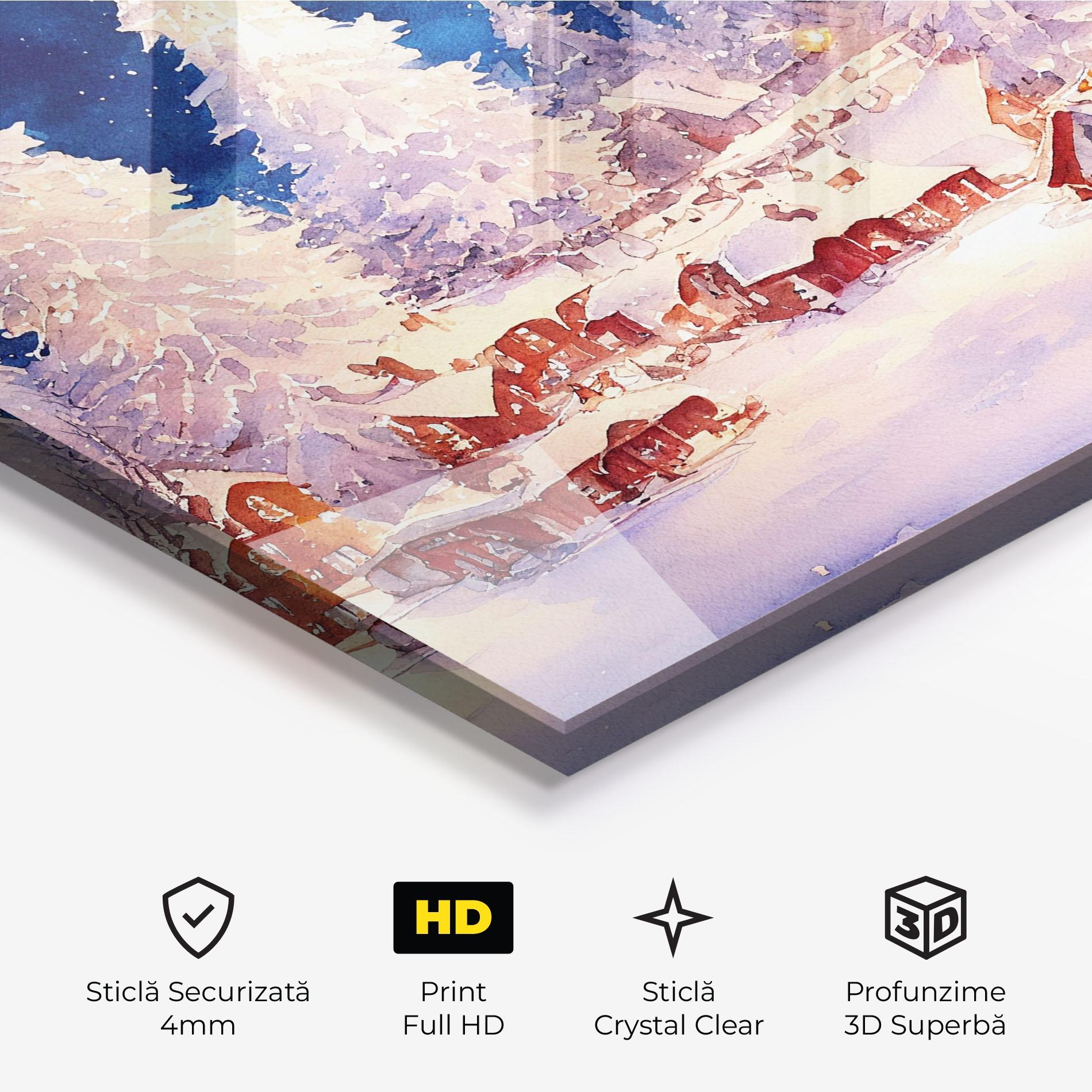 Tablou Sticla Snow Falling Painting mockup 3