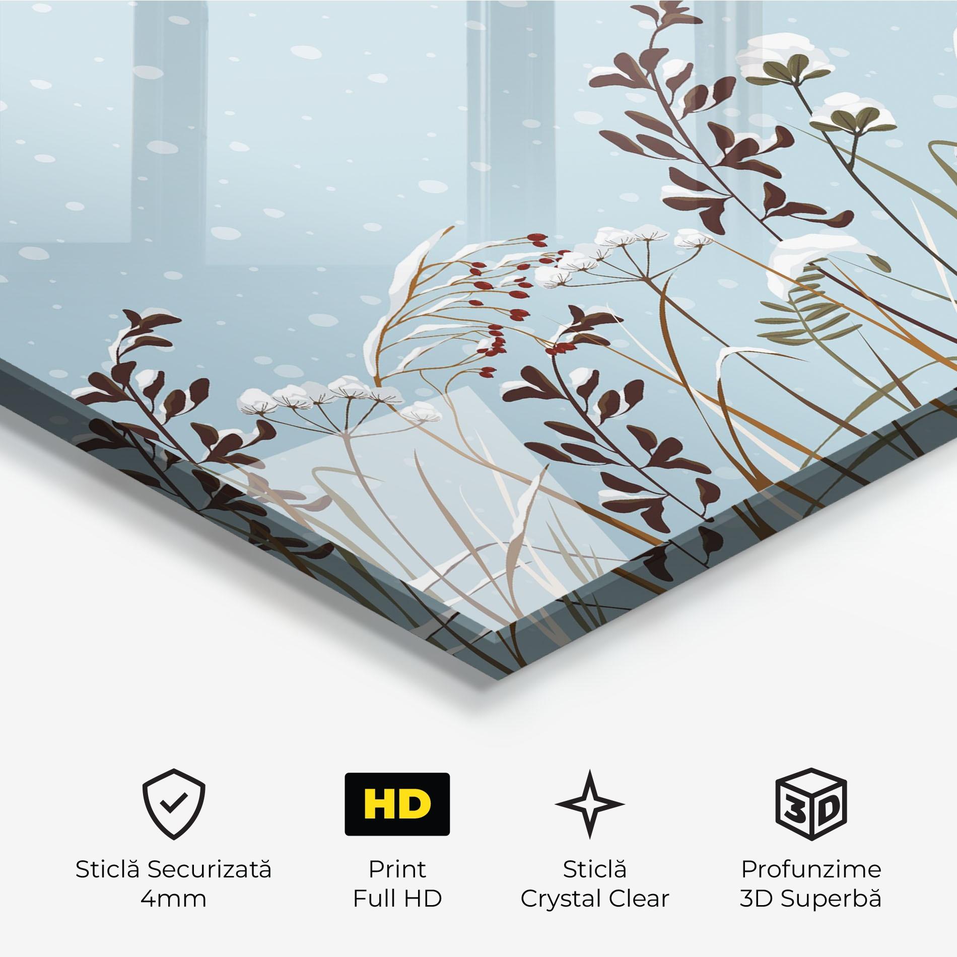 Tablou Sticla Snow Plants mockup 3