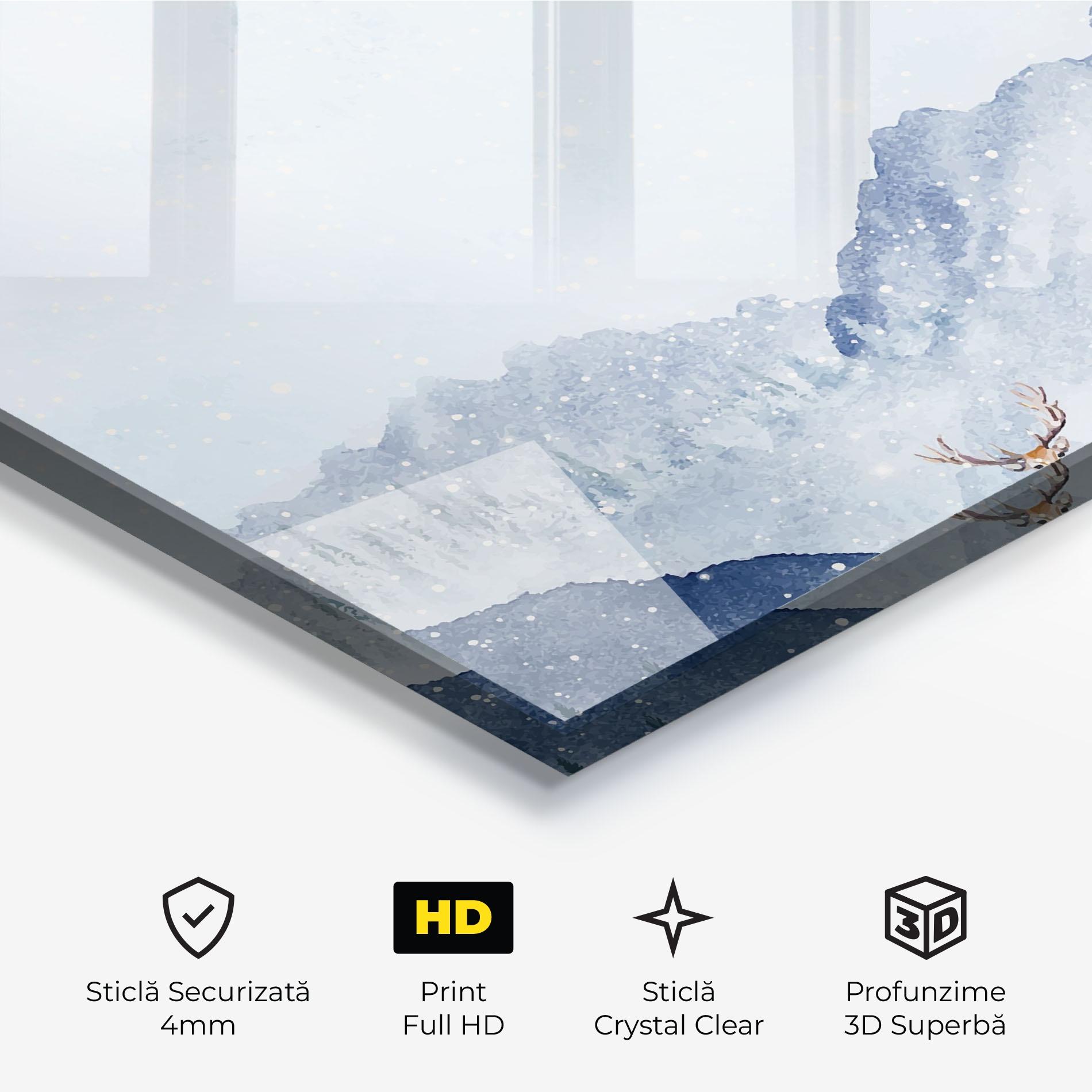 Tablou Sticla Winter Deers mockup 3