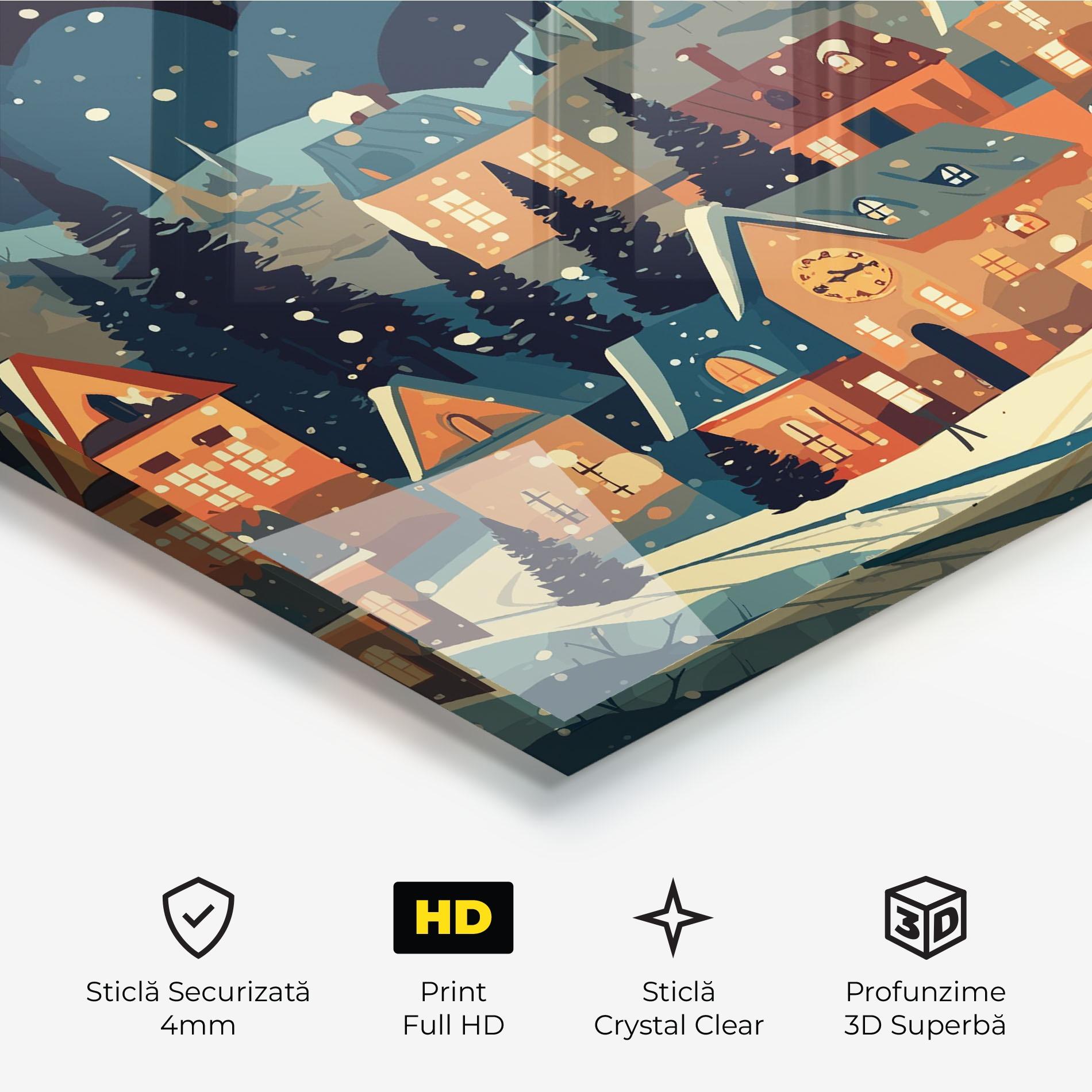 Tablou Sticla Winter View Houses mockup 3