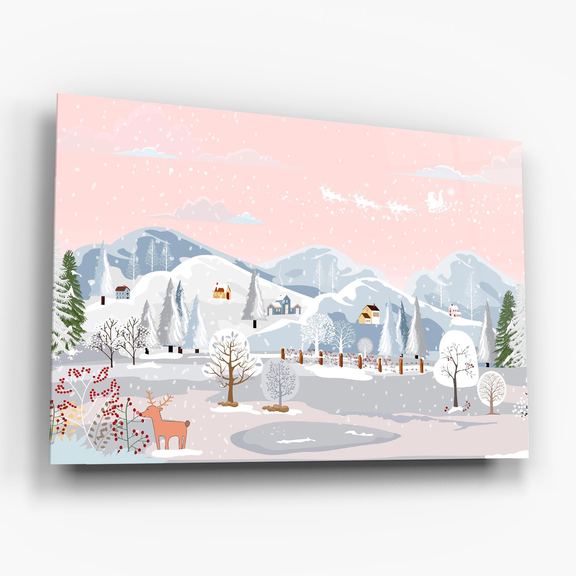 Tablou Sticla Pink Sky Winter mockup 6