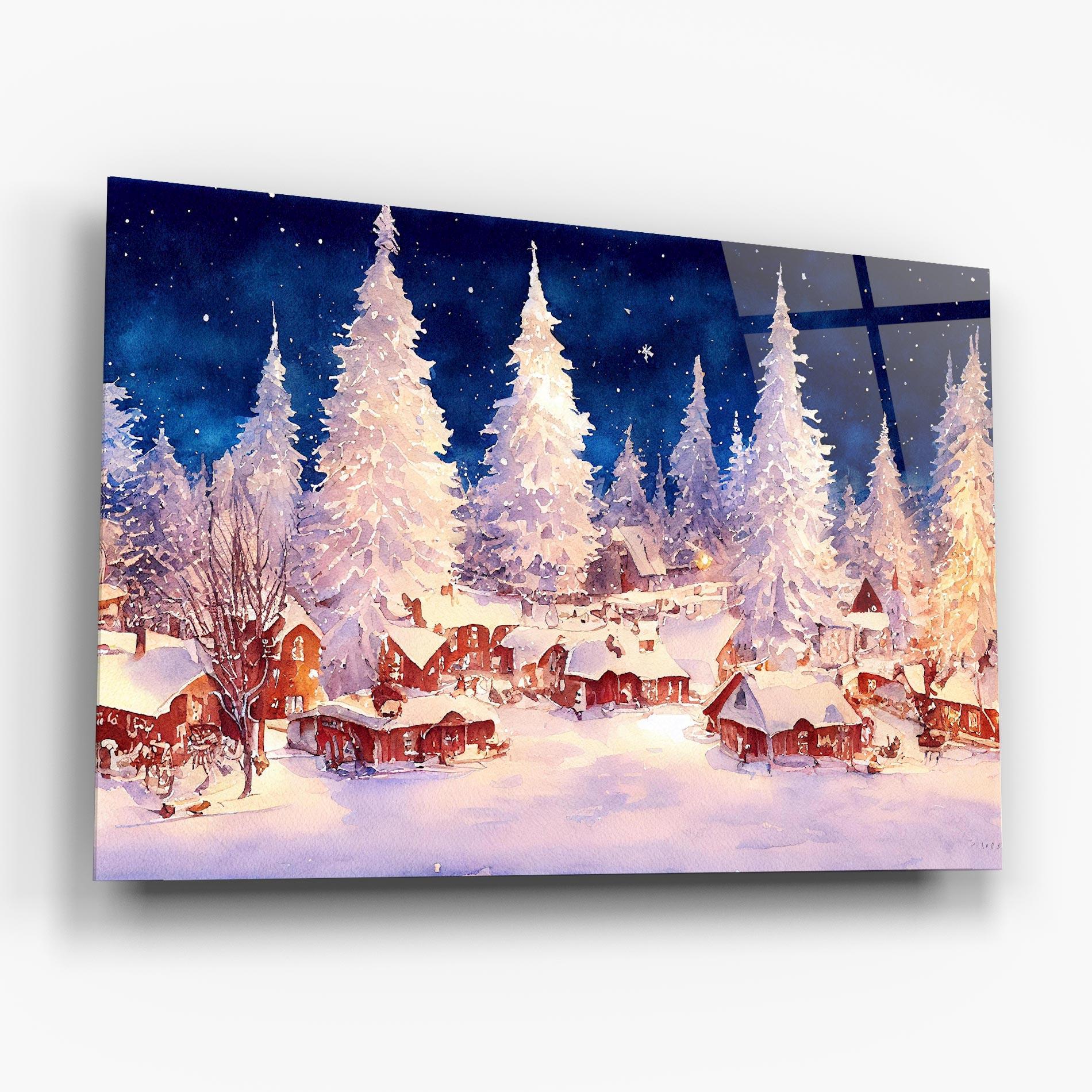 Tablou Sticla Snow Falling Painting mockup 6