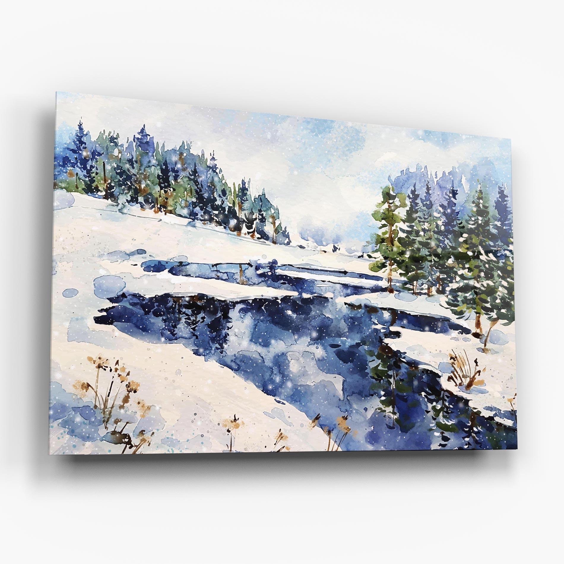 Tablou Sticla Winter Painting mockup 6