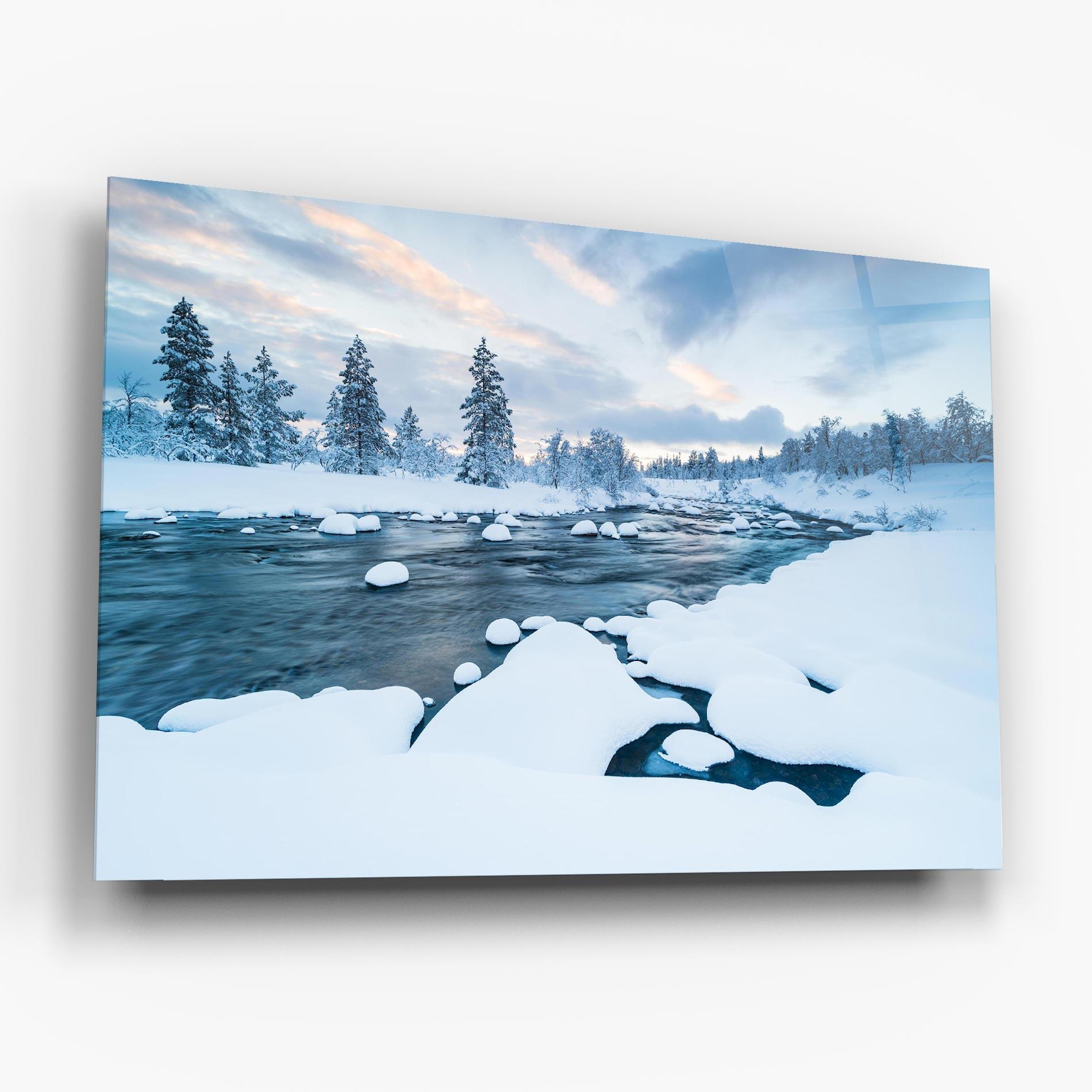 Tablou Sticla Winter River mockup 6
