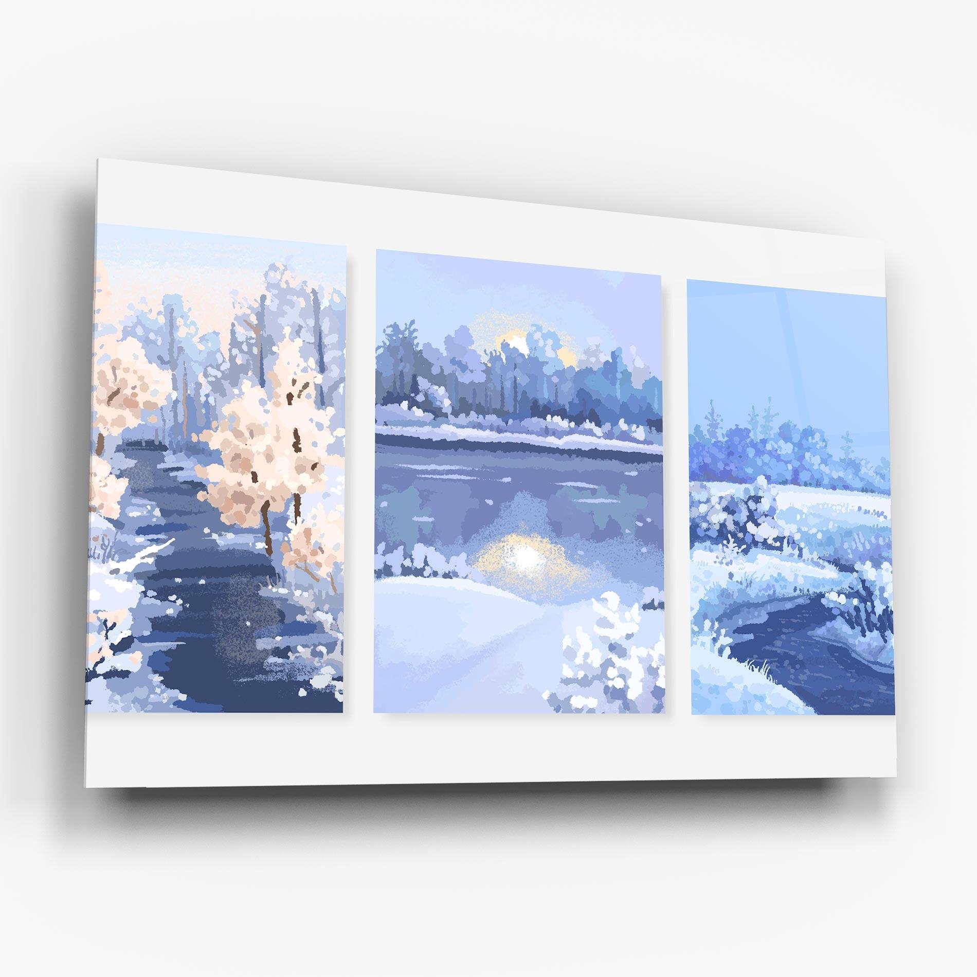 Tablou Sticla Winter_landscape_with_forest_and_field_vector_illustration14 mockup 6