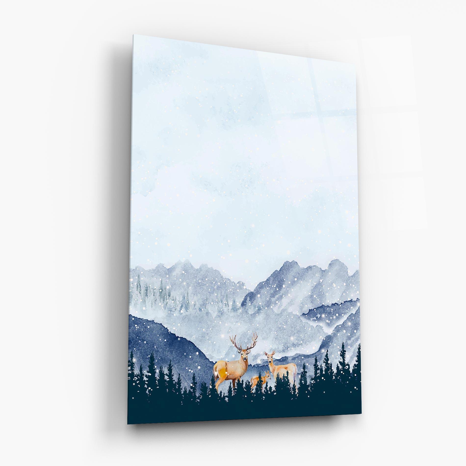 Tablou Sticla Winter Deers mockup 6
