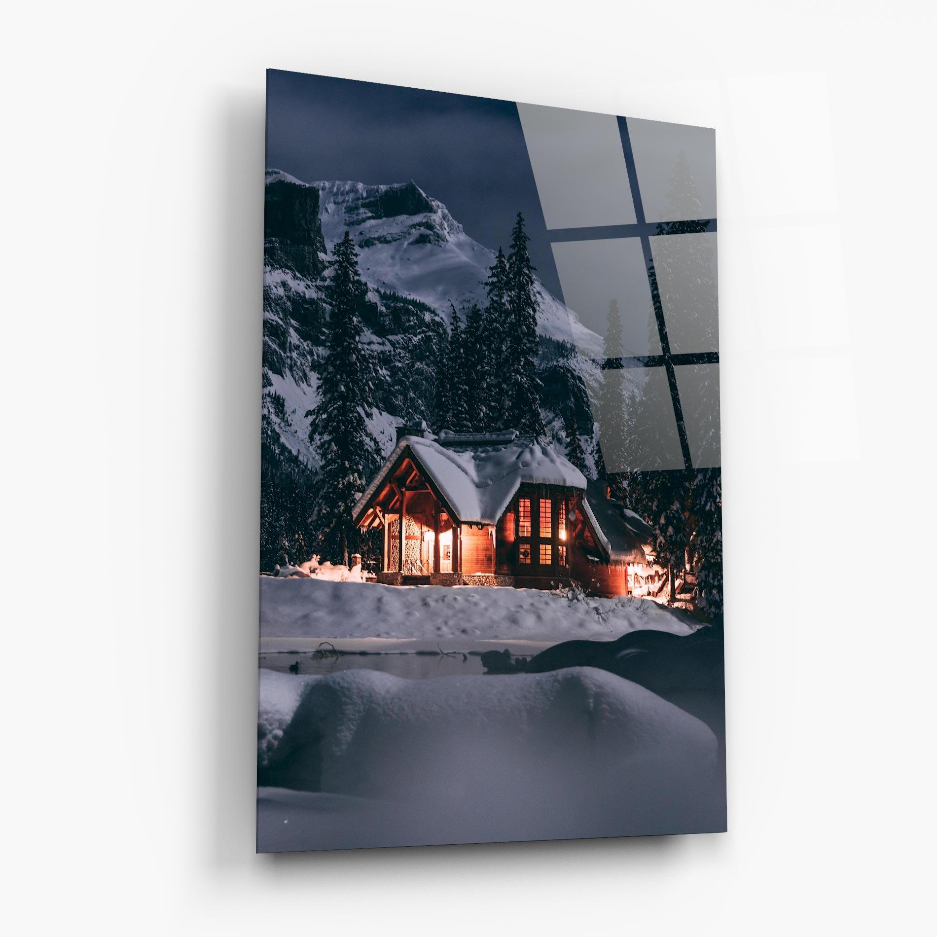 Tablou Sticla Winter House mockup 6