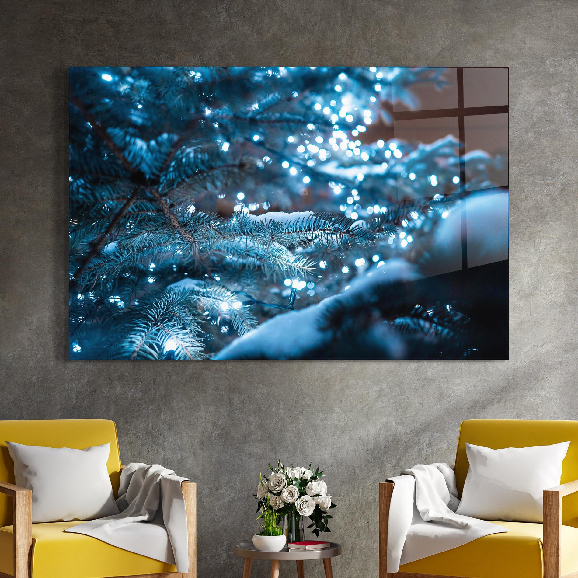 Tablou Sticla Blue Christmas Tree mockup 4