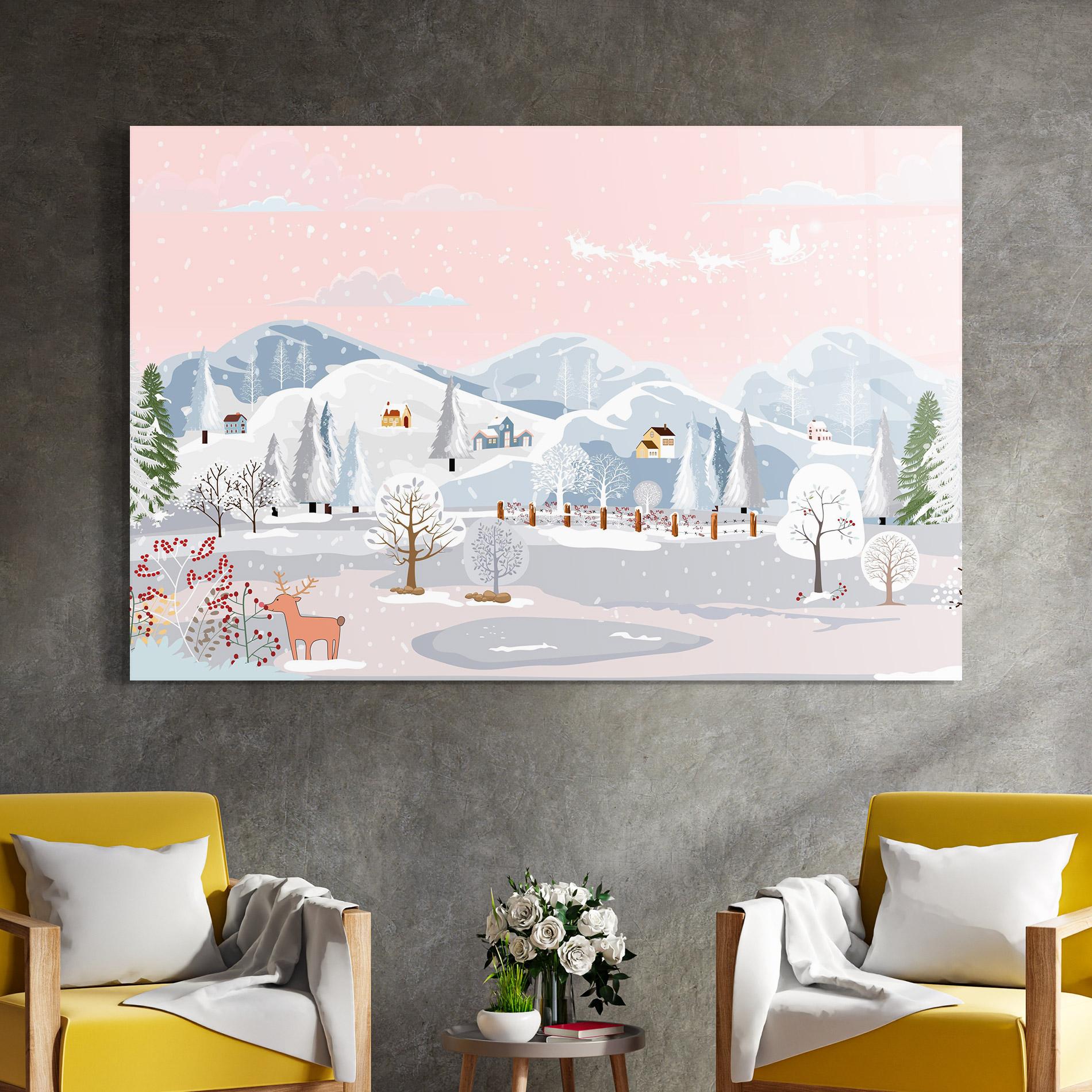 Tablou Sticla Pink Sky Winter mockup 4