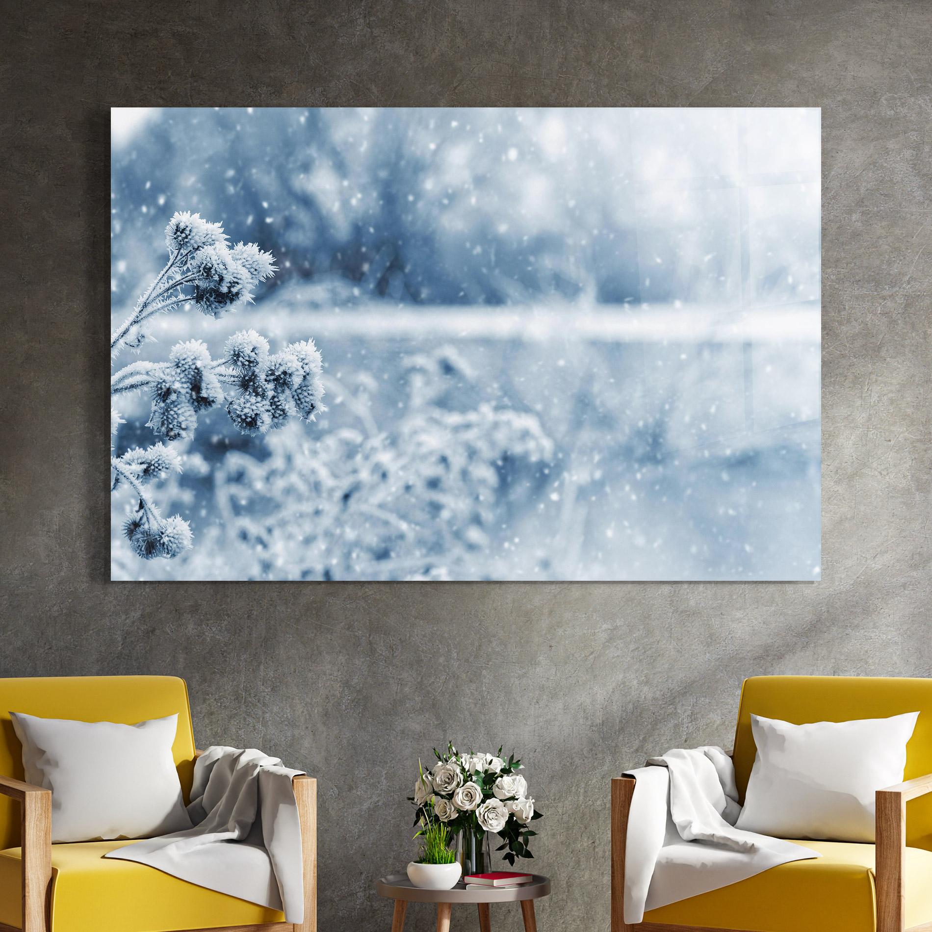 Tablou Sticla Pretty Winter Plants mockup 4