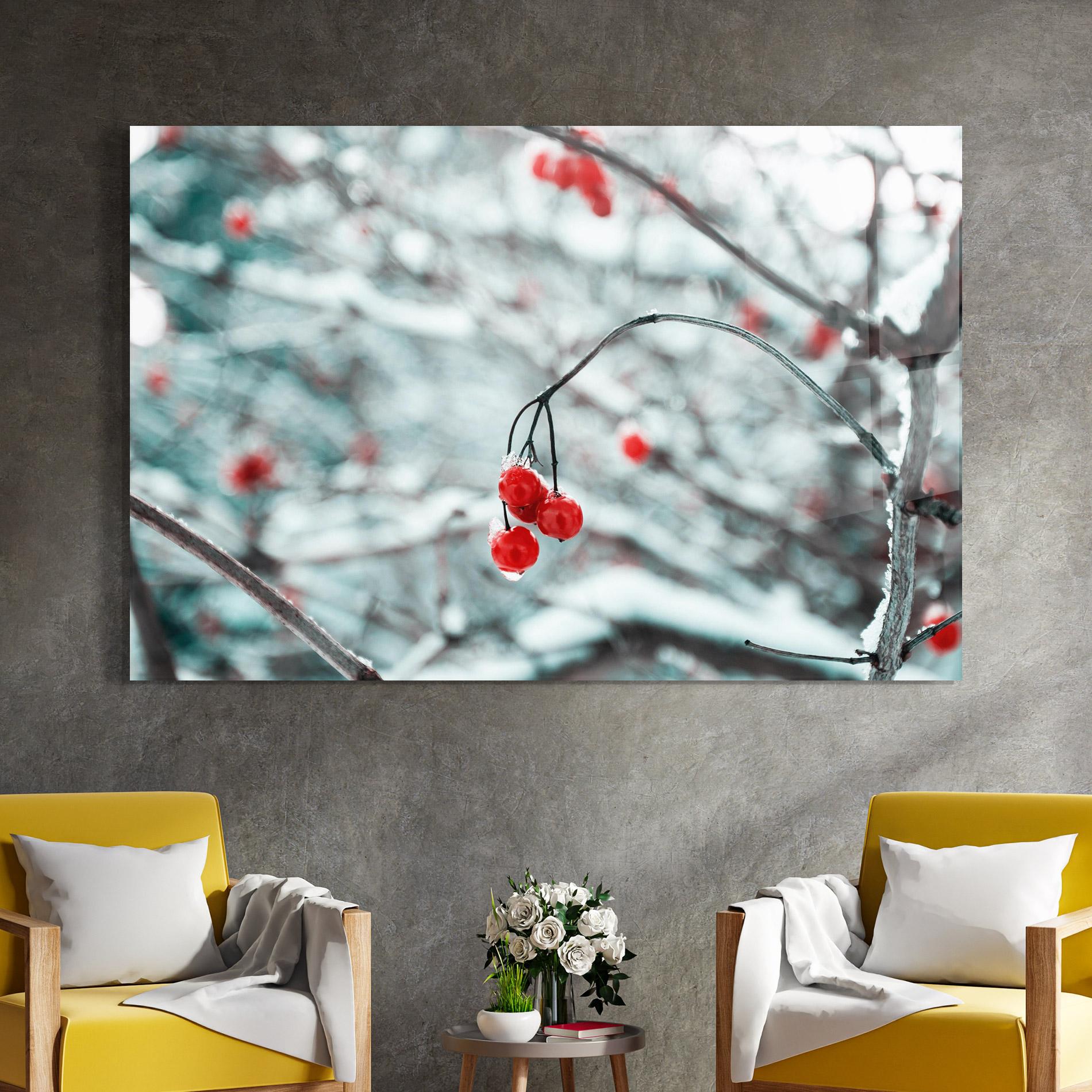 Tablou Sticla Snow Red Fruits mockup 4