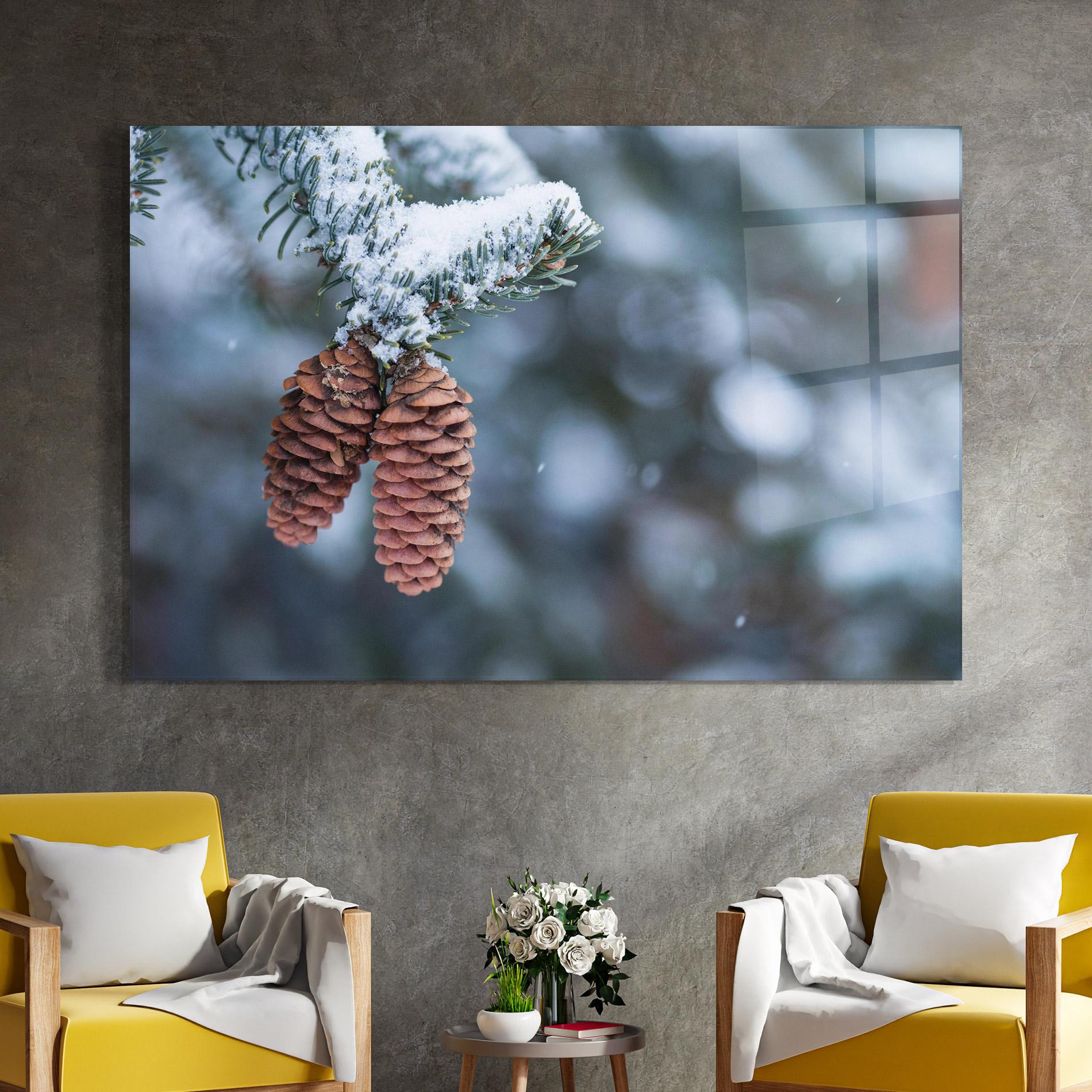 Tablou Sticla Winter Cones mockup 4