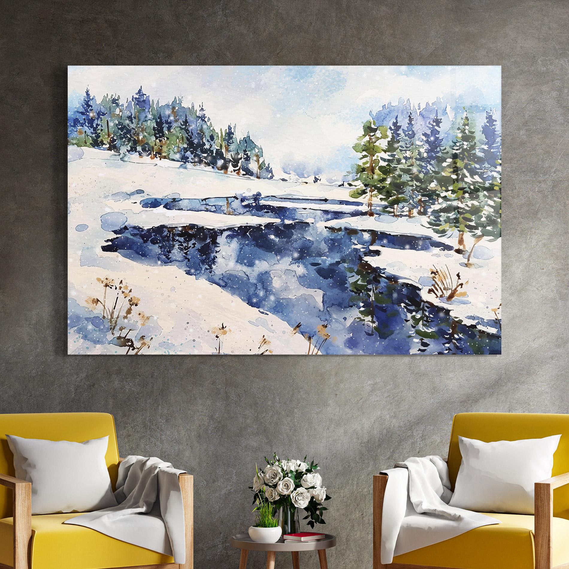 Tablou Sticla Winter Painting mockup 4
