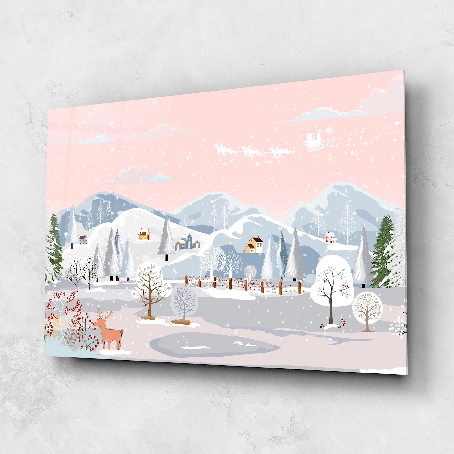 Tablou Sticla Pink Sky Winter mockup 1