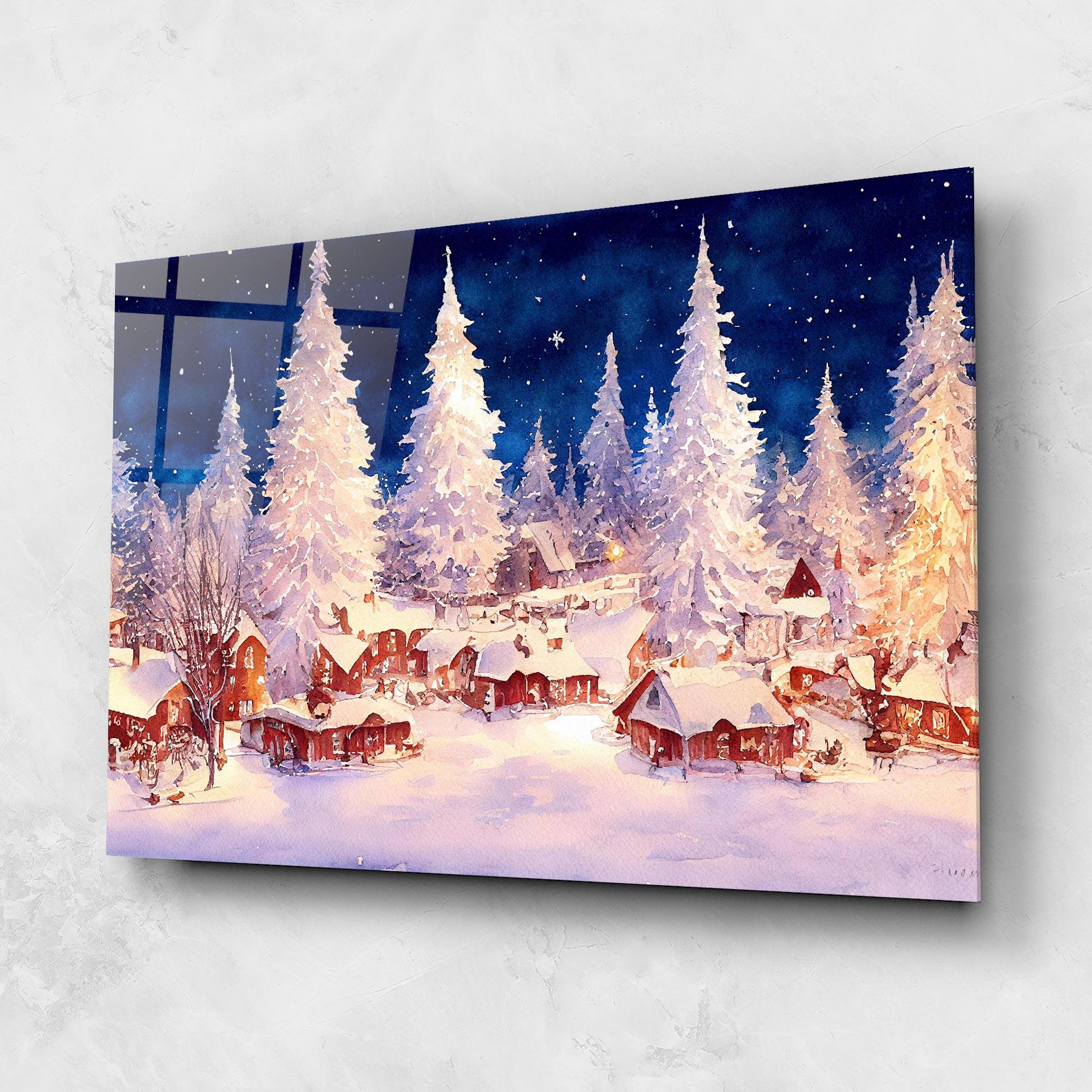 Tablou Sticla Snow Falling Painting mockup 1