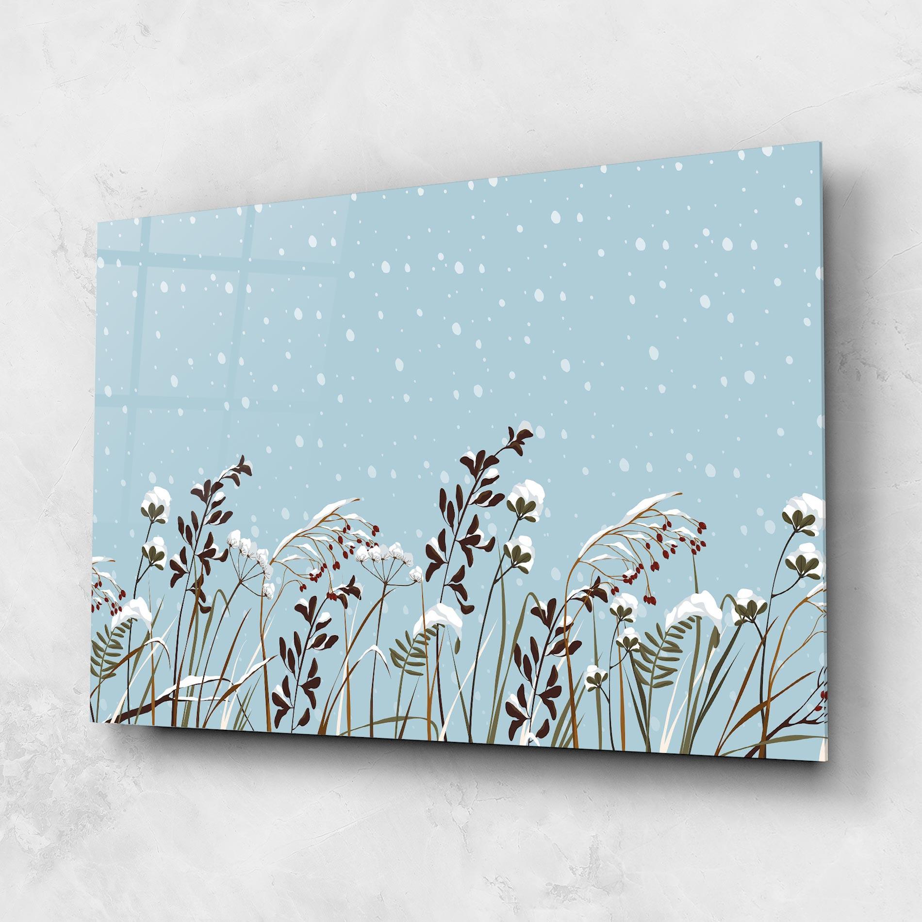 Tablou Sticla Snow Plants mockup 1