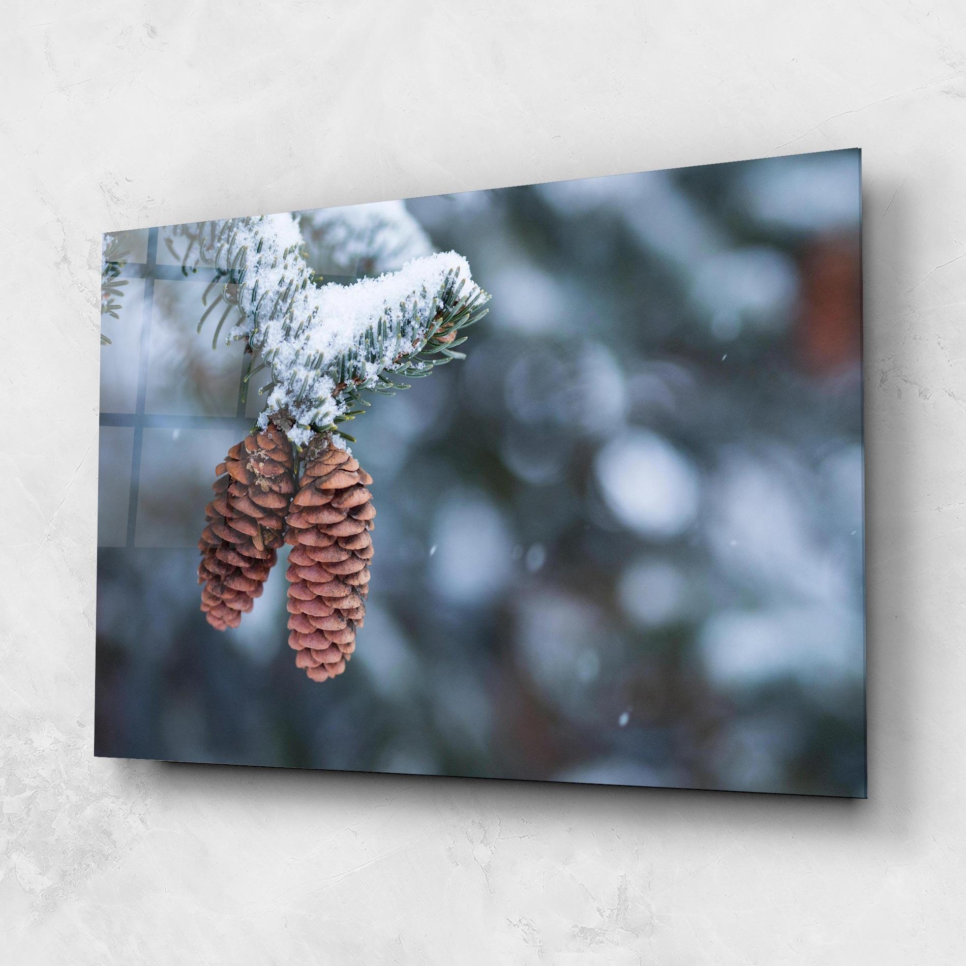 Tablou Sticla Winter Cones mockup 1