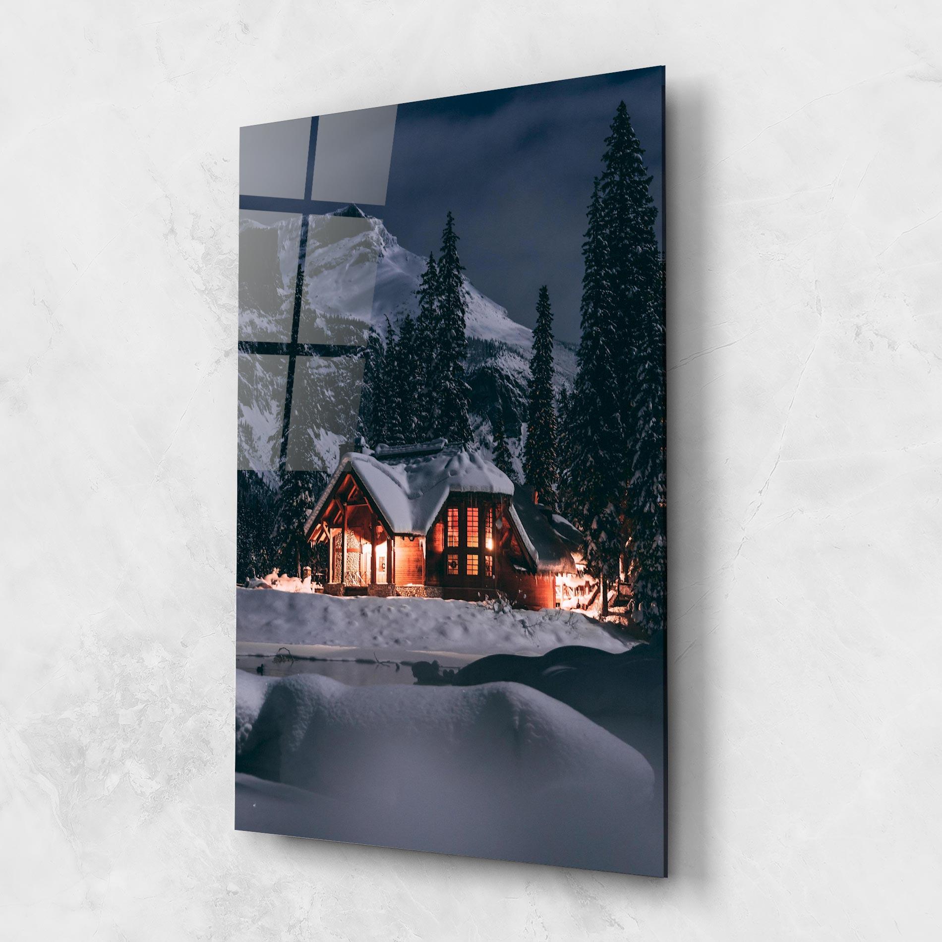 Tablou Sticla Winter House mockup 1