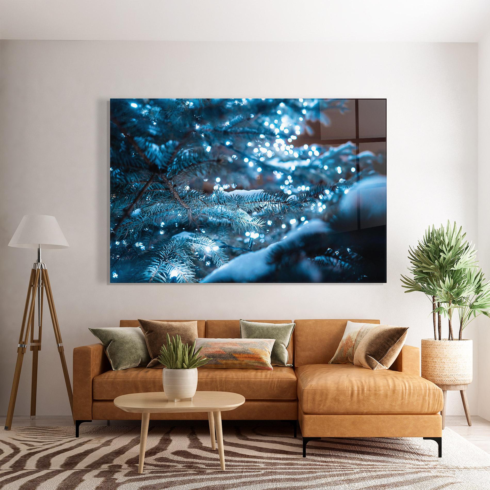 Tablou Sticla Blue Christmas Tree mockup 7