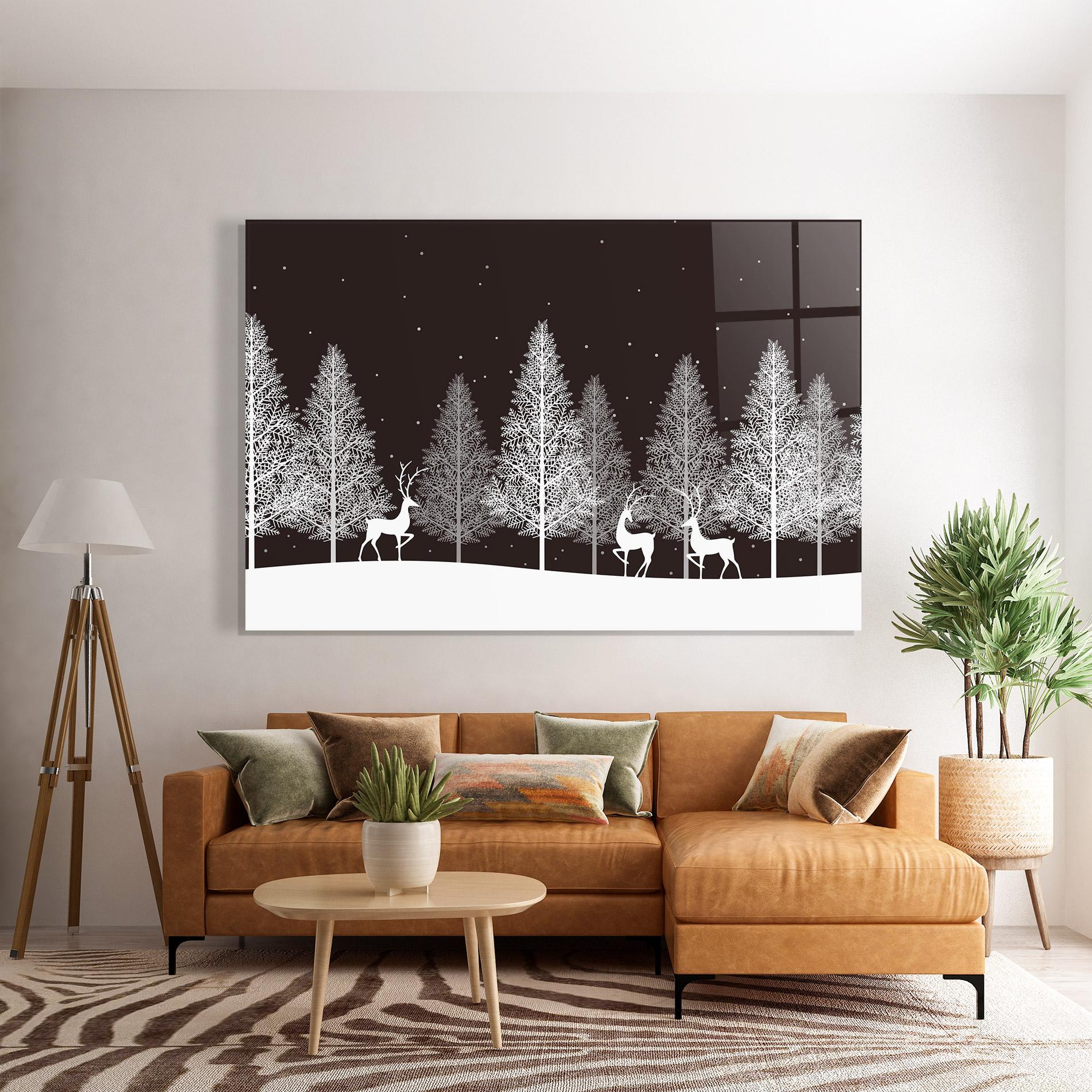 Tablou Sticla Brown Sky Winter mockup 7