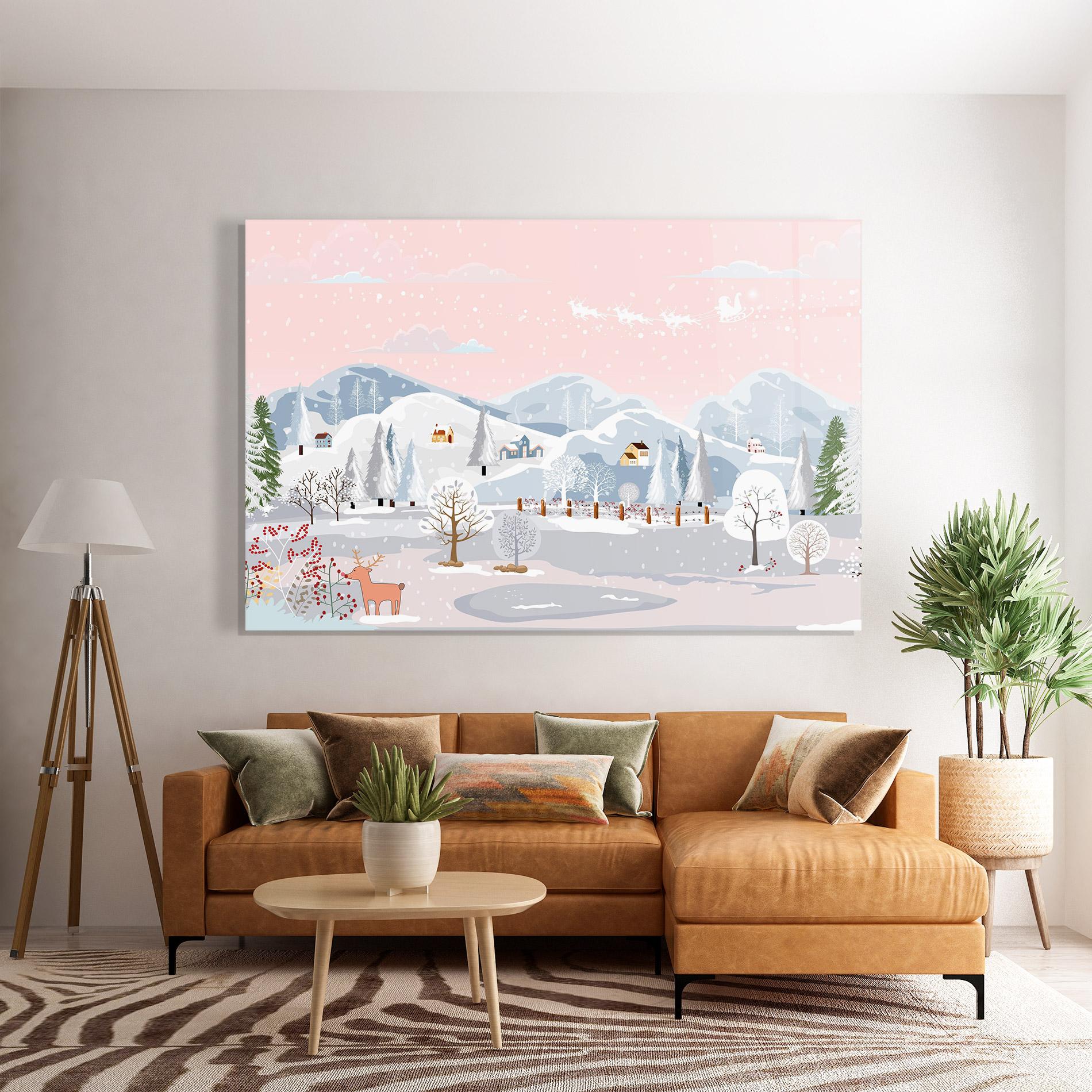 Tablou Sticla Pink Sky Winter mockup 7