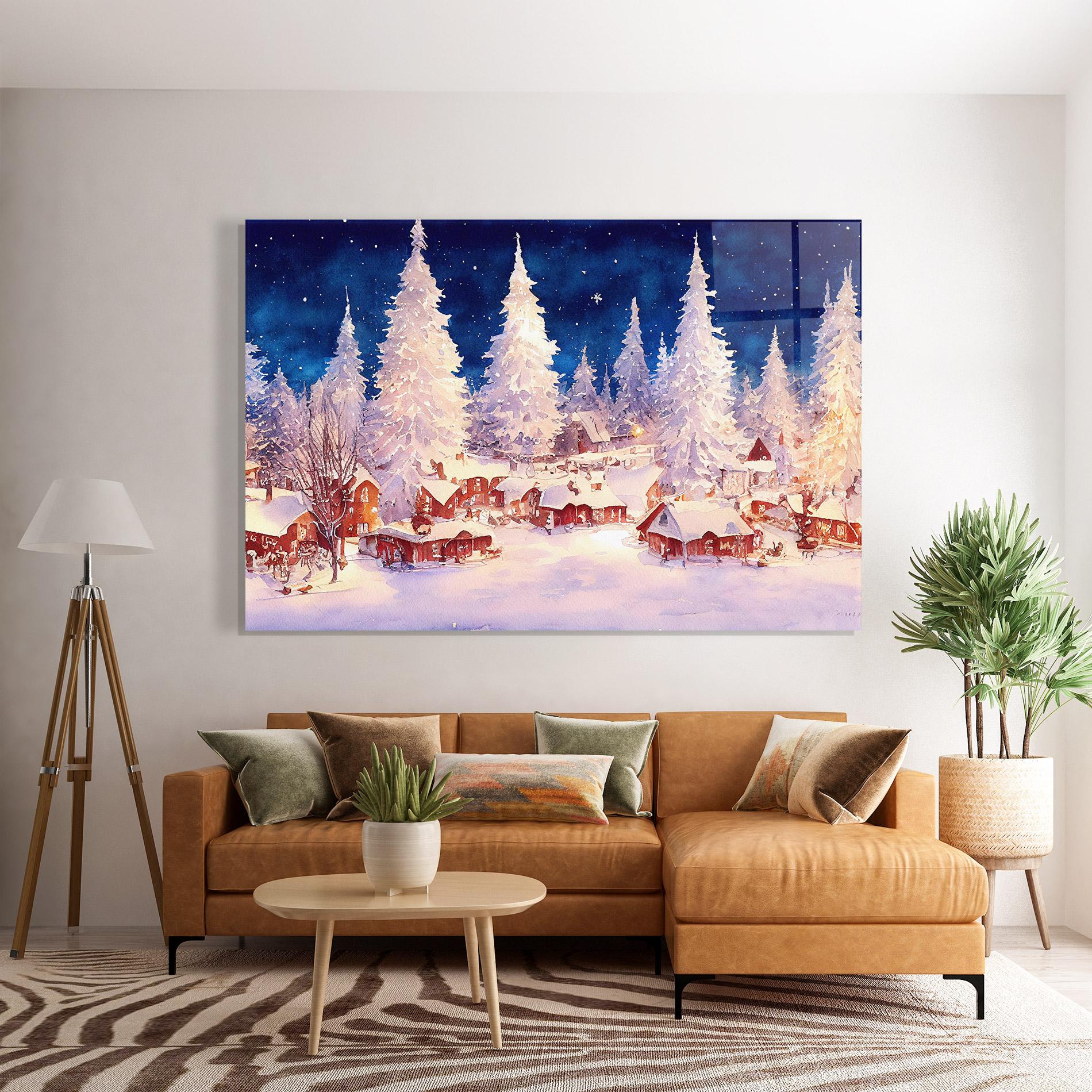 Tablou Sticla Snow Falling Painting mockup 7