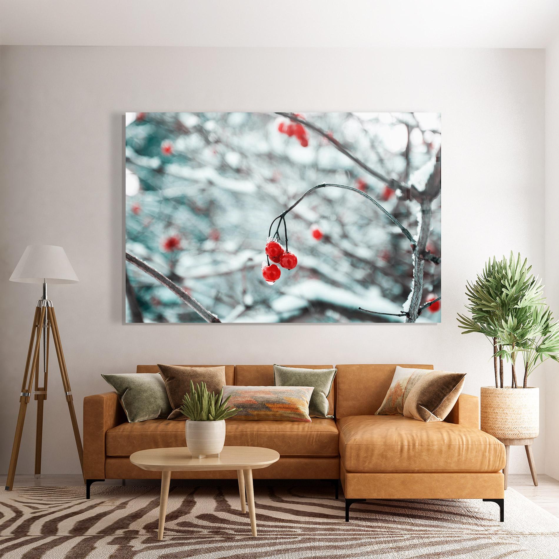 Tablou Sticla Snow Red Fruits mockup 7